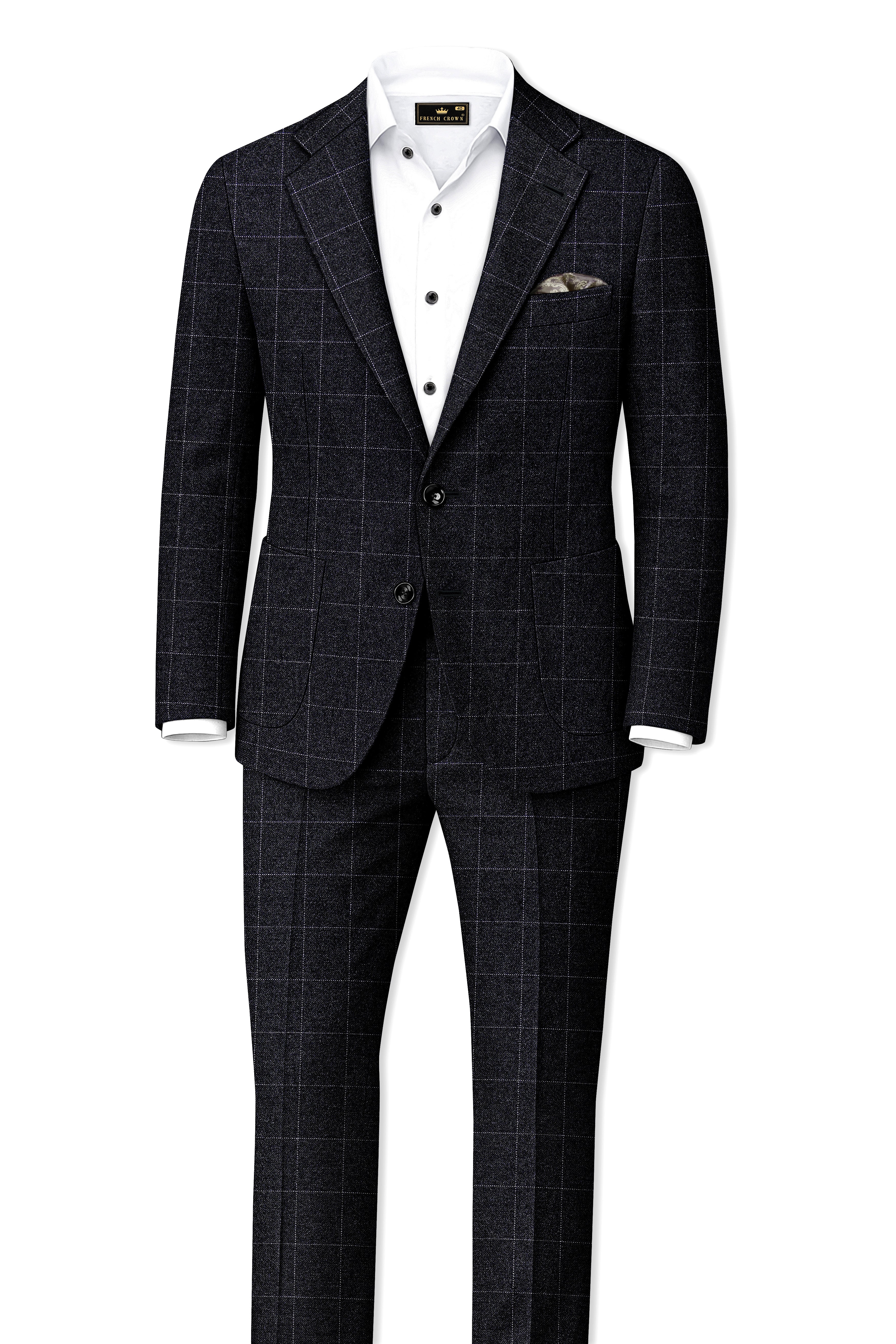 Fenrir-Shark Gray windowpane Tweed Single Breasted Sports Suits