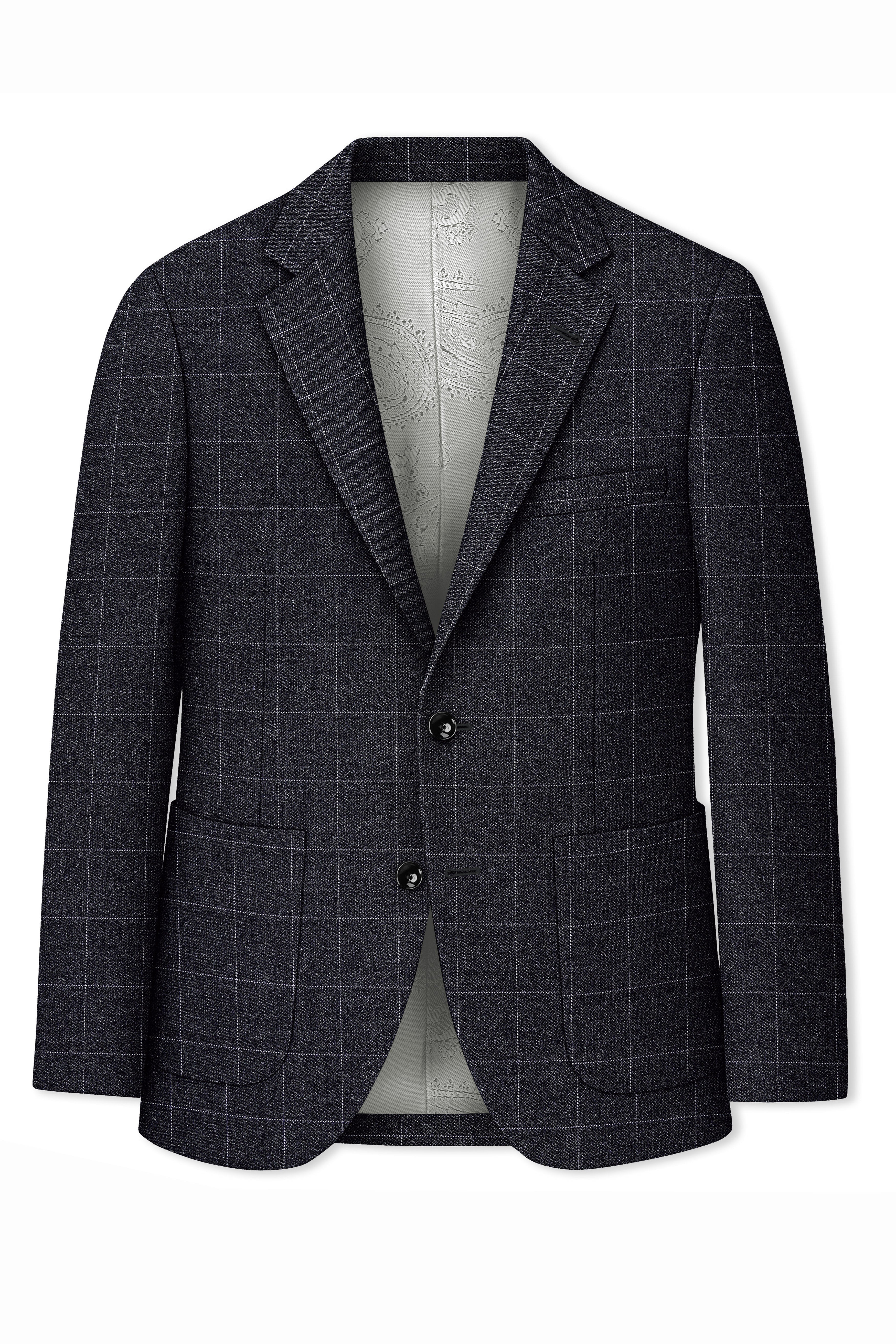 Fenrir-Shark Gray windowpane Tweed Single Breasted Sports Suits