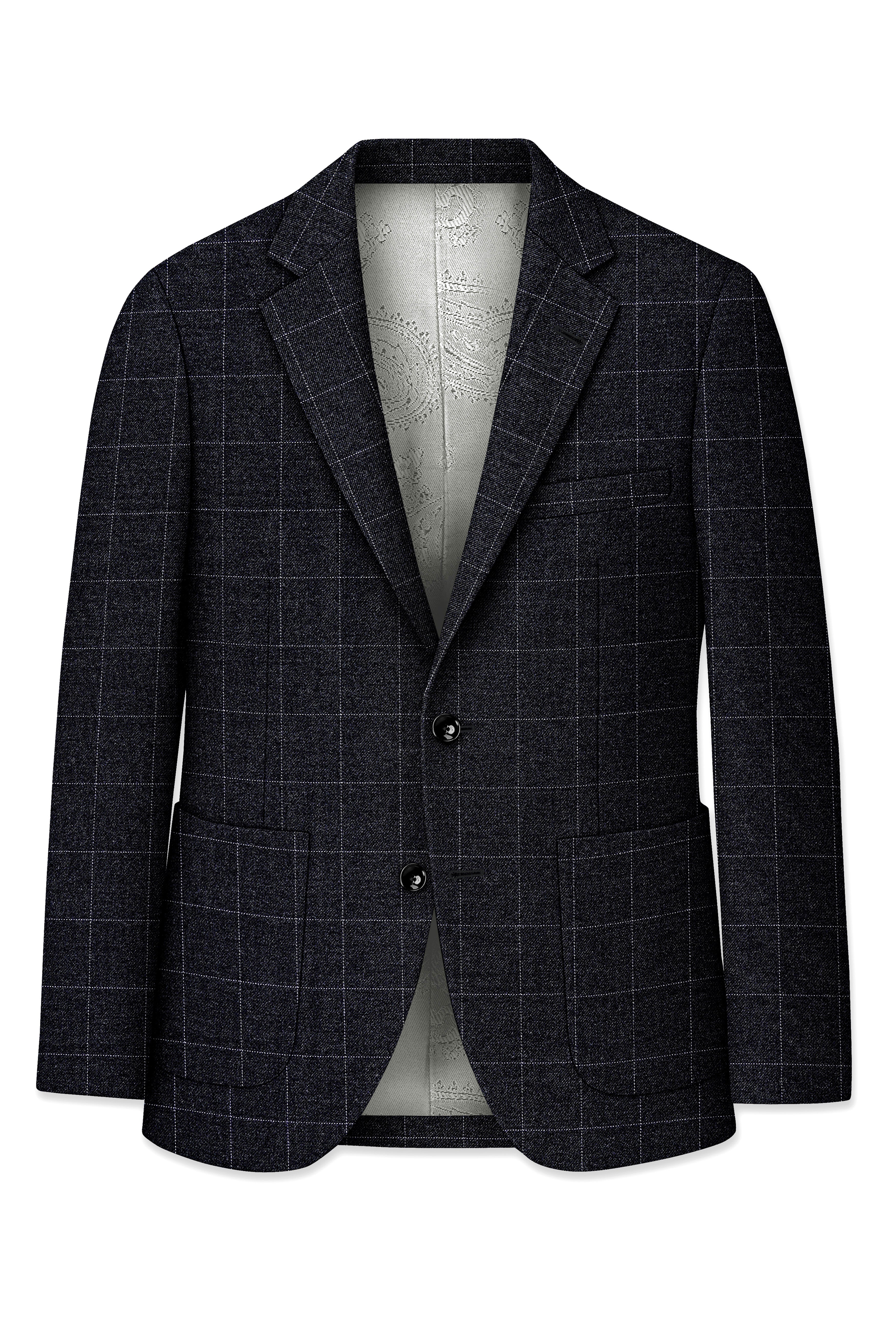 Fenrir-Shark Gray windowpane Tweed Single Breasted Sports Suits