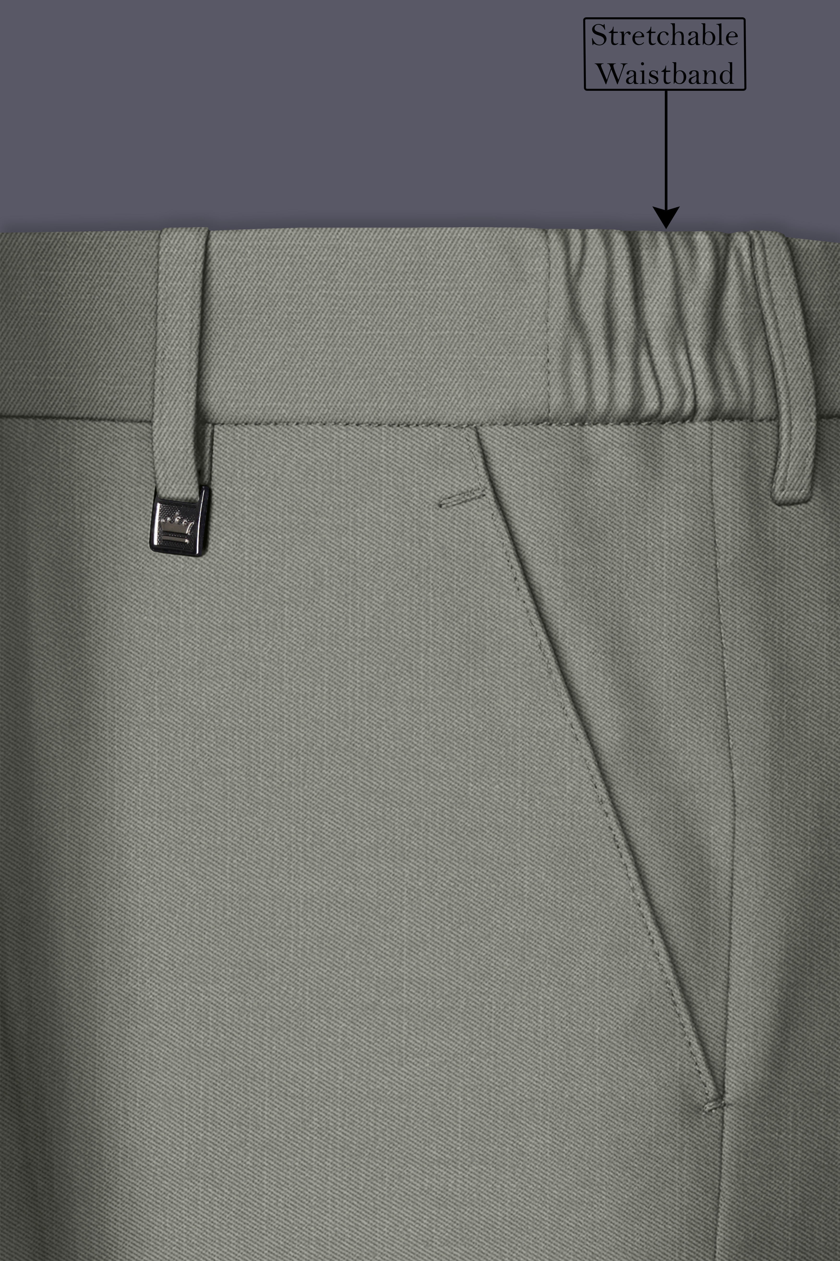 Verdure-Sage Green Wool Rich Cross Placket Bandhgala Slight Stretch Suits