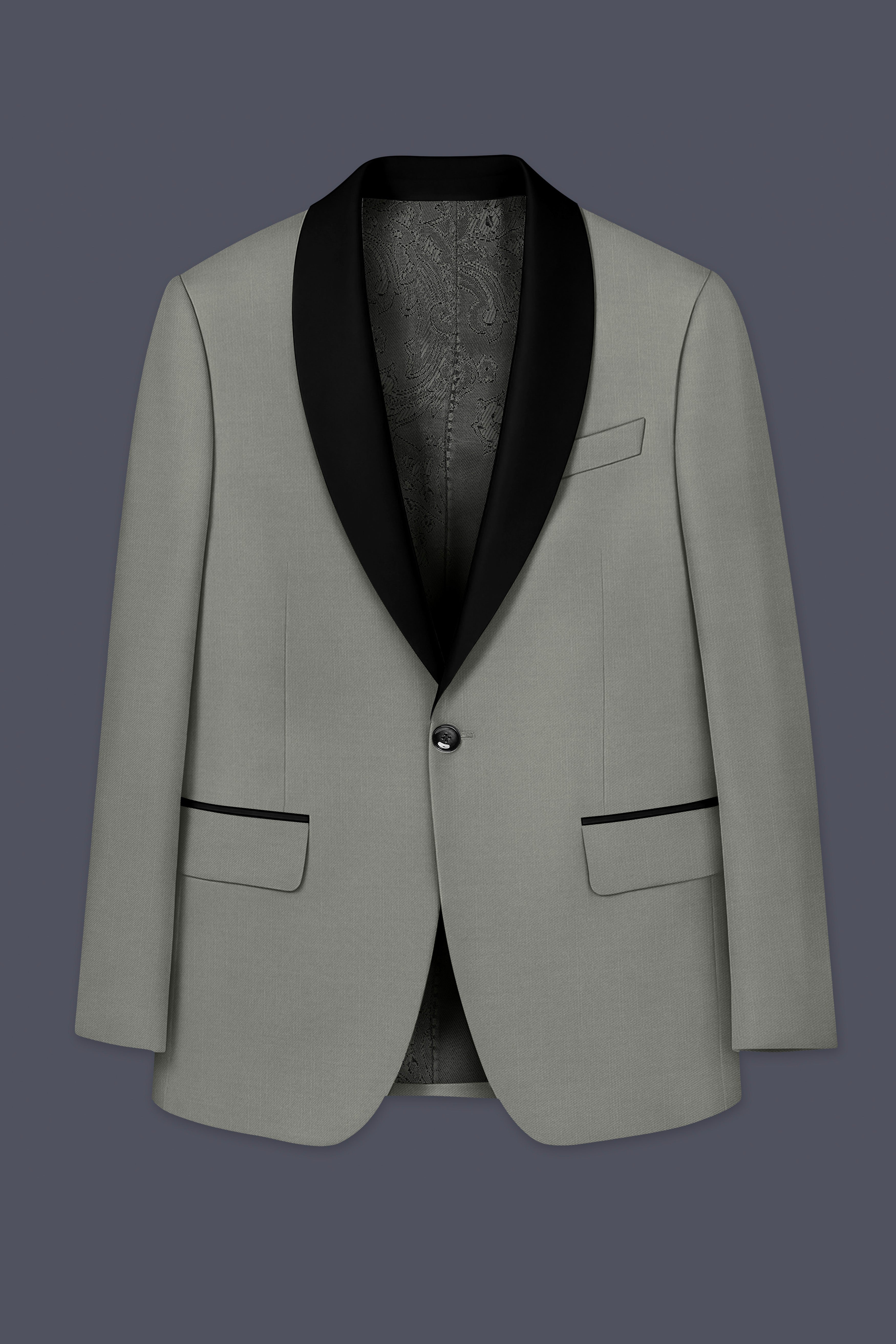 Verdure-Sage Green Wool Rich Tuxedo Slight Stretch Suits