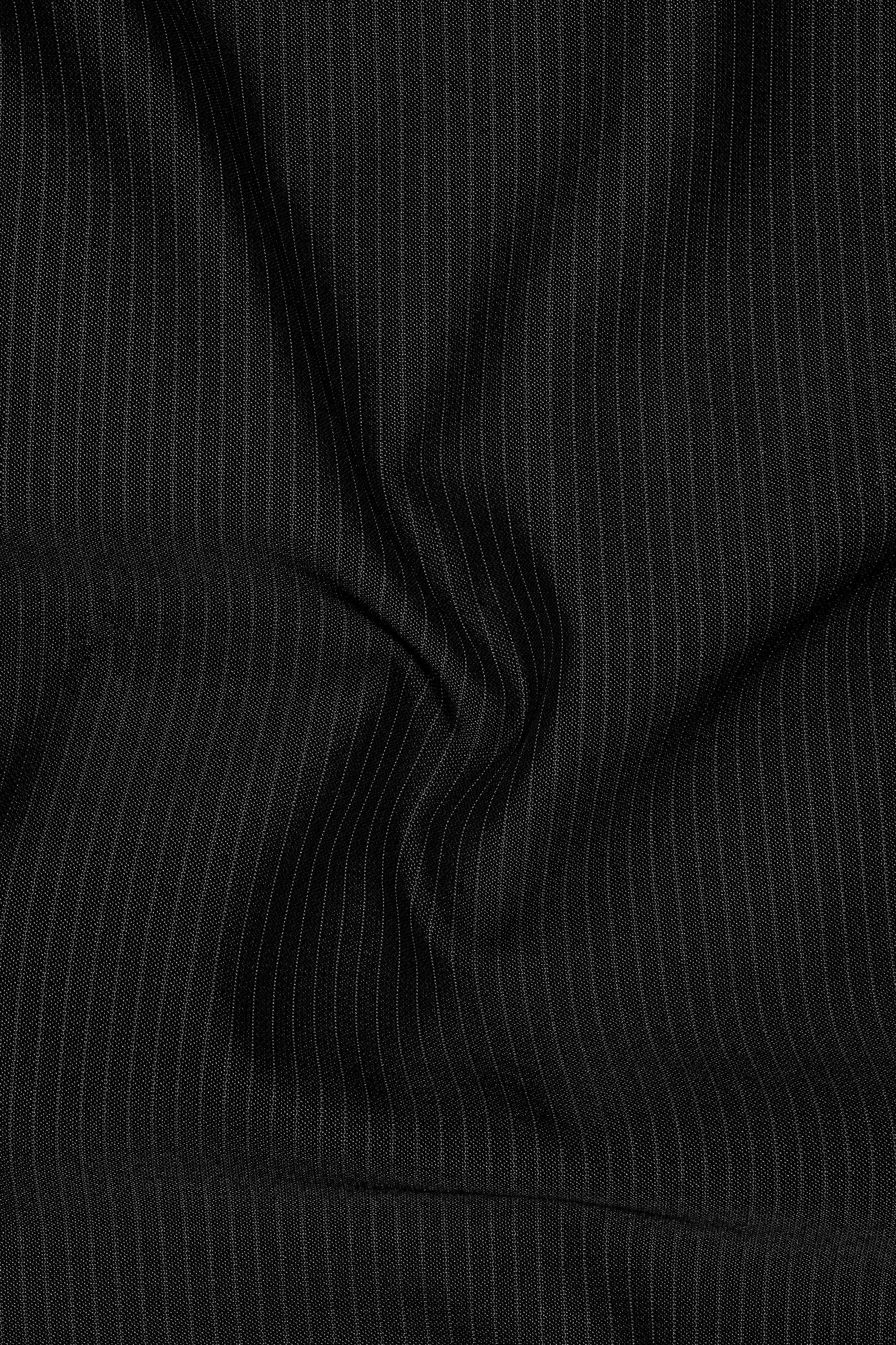 Aurejax-Jade Black Pencil Striped Wool Rich Slight Stretch Single Breasted Suit