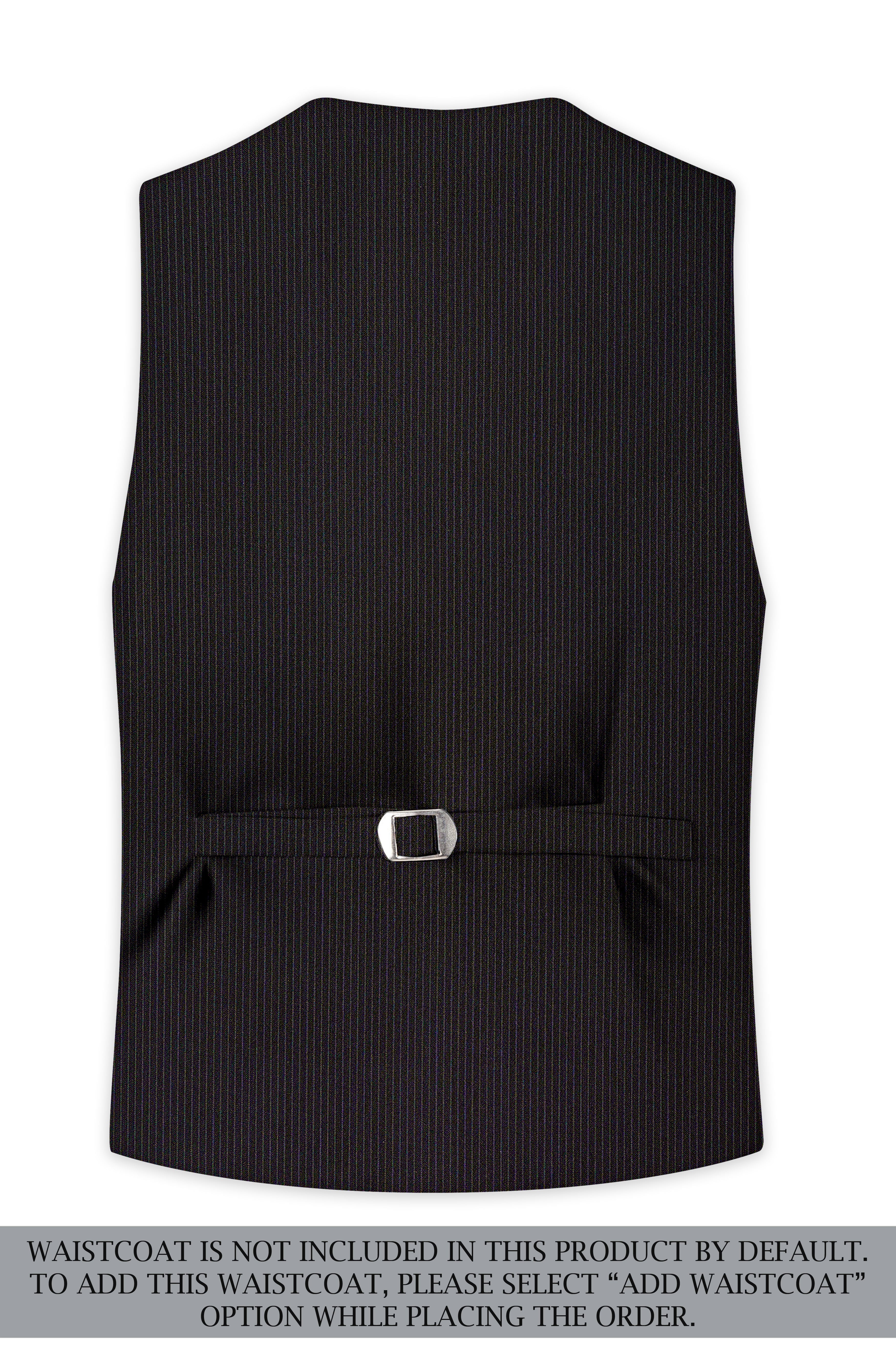 Imperio-Umber Brown Pencil Striped Wool Rich Slight Stretch Single Breasted Suit