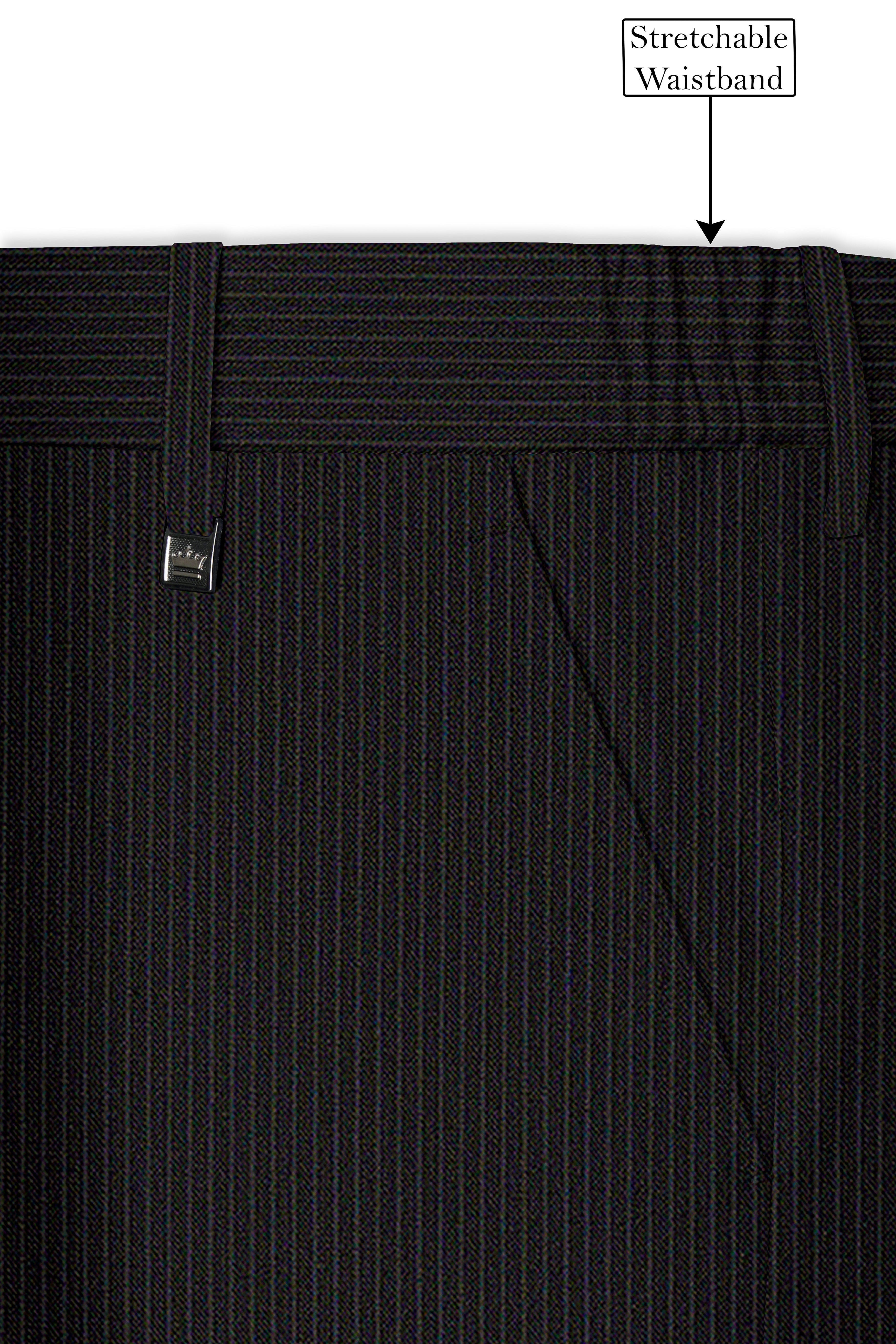 Imperio-Umber Brown Pencil Striped Wool Rich Slight Stretch Double Breasted Suit