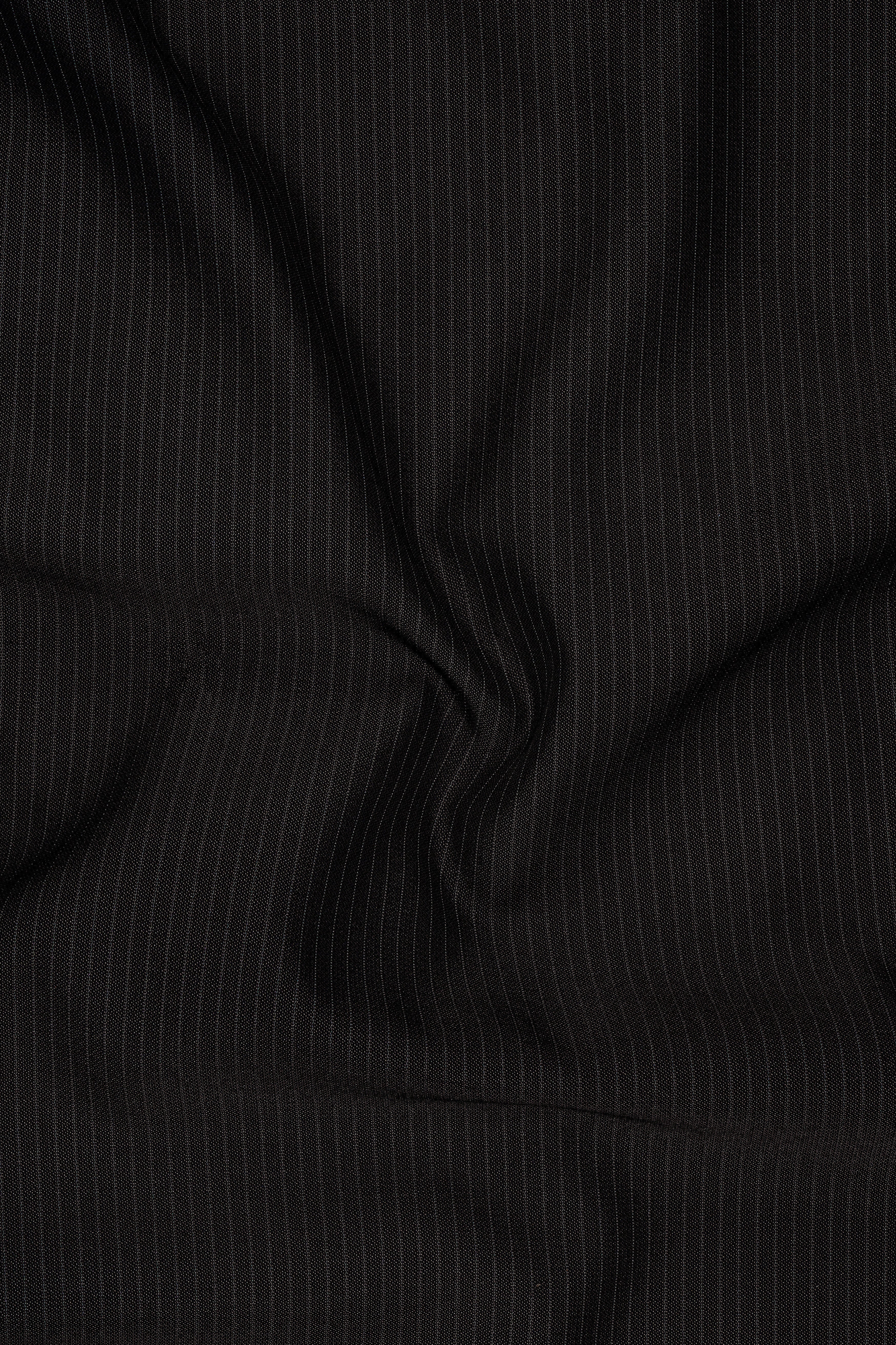 Imperio-Umber Brown Pencil Striped Wool Rich Slight Stretch Double Breasted Suit