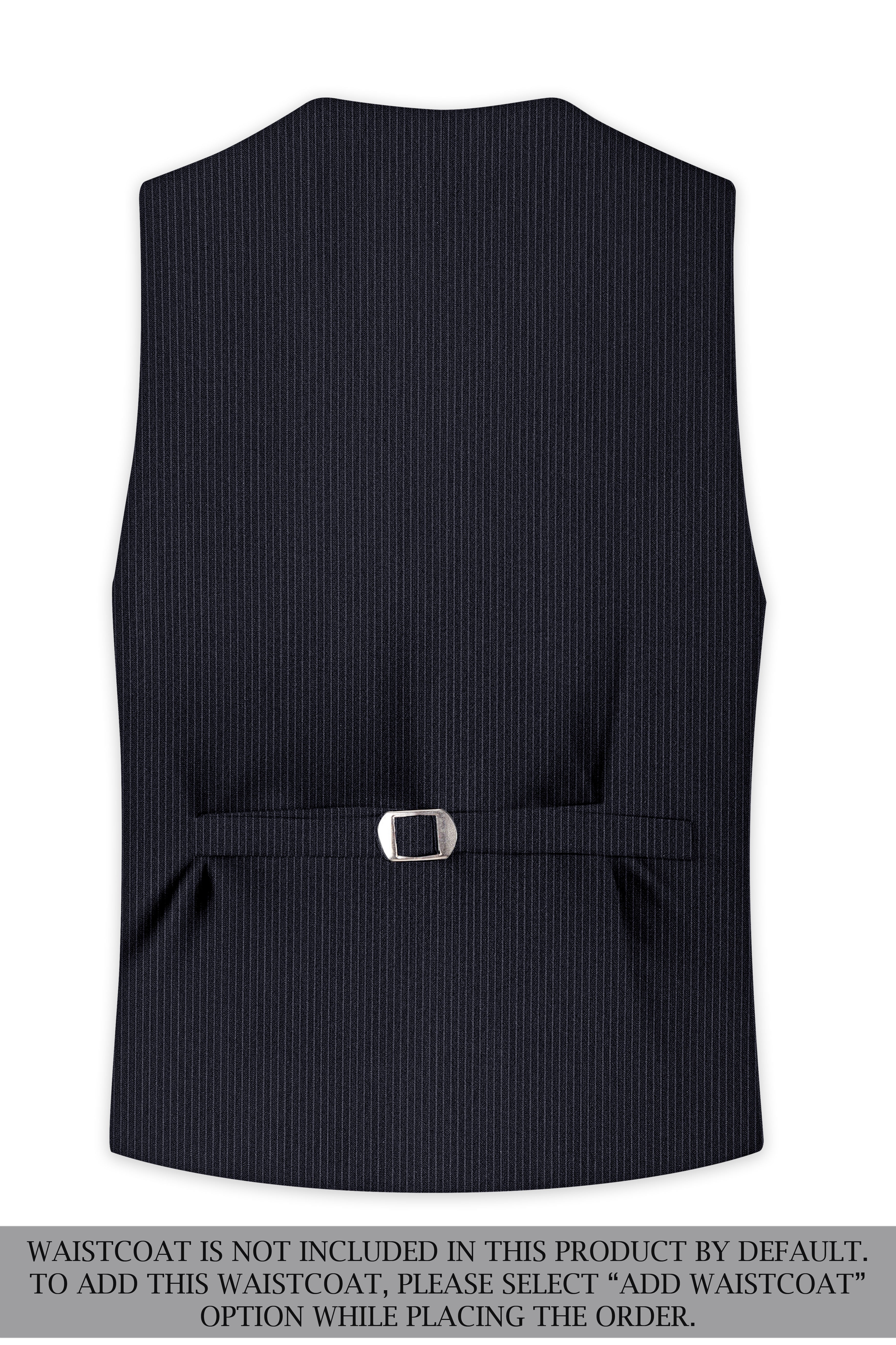 Cosmire-Space Blue Pencil Striped Wool Rich Slight Stretch Double Breasted Suit