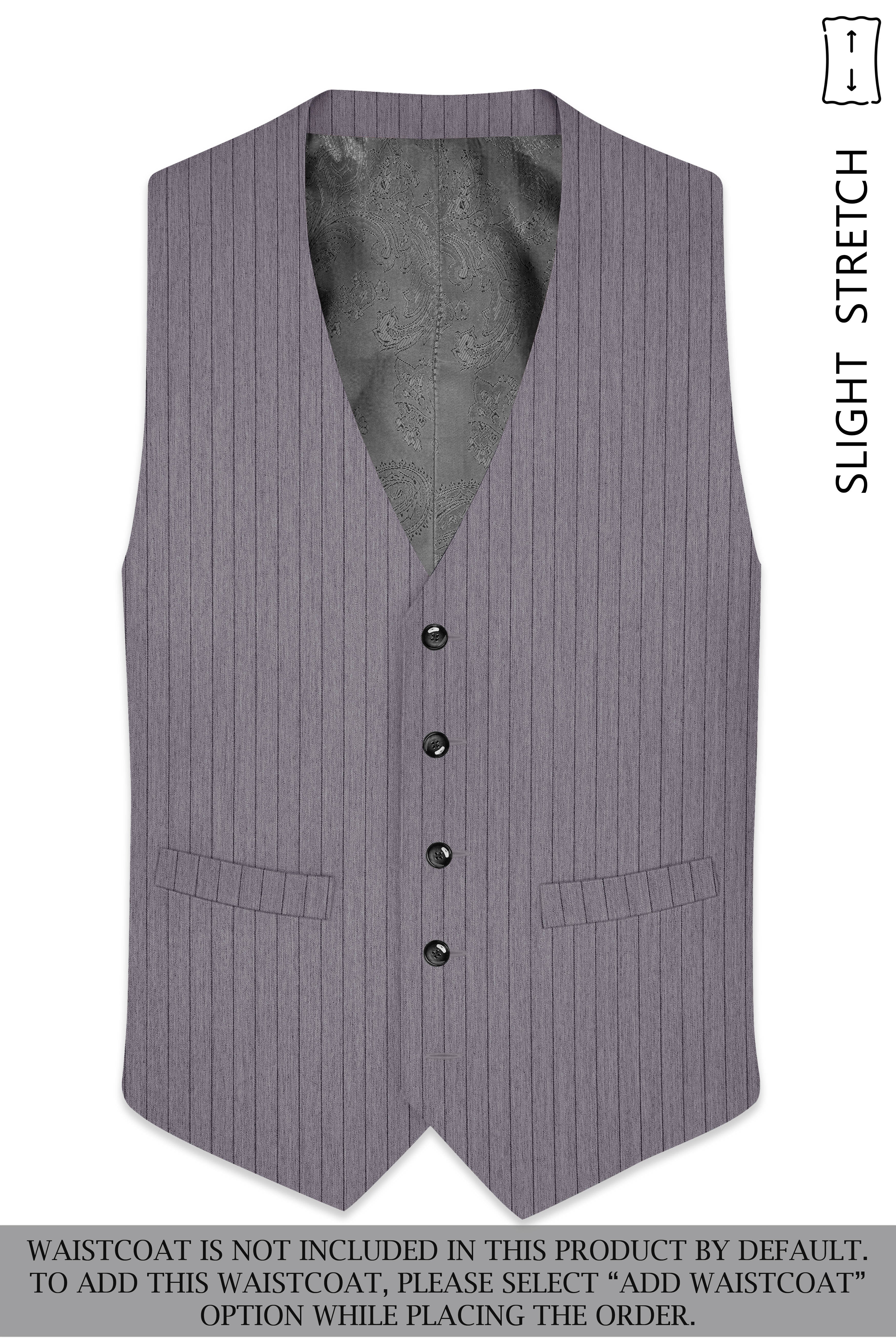 Velmoro-Mauve Gray Pin Striped Wool Rich Slight Stretch Double Breasted Suit