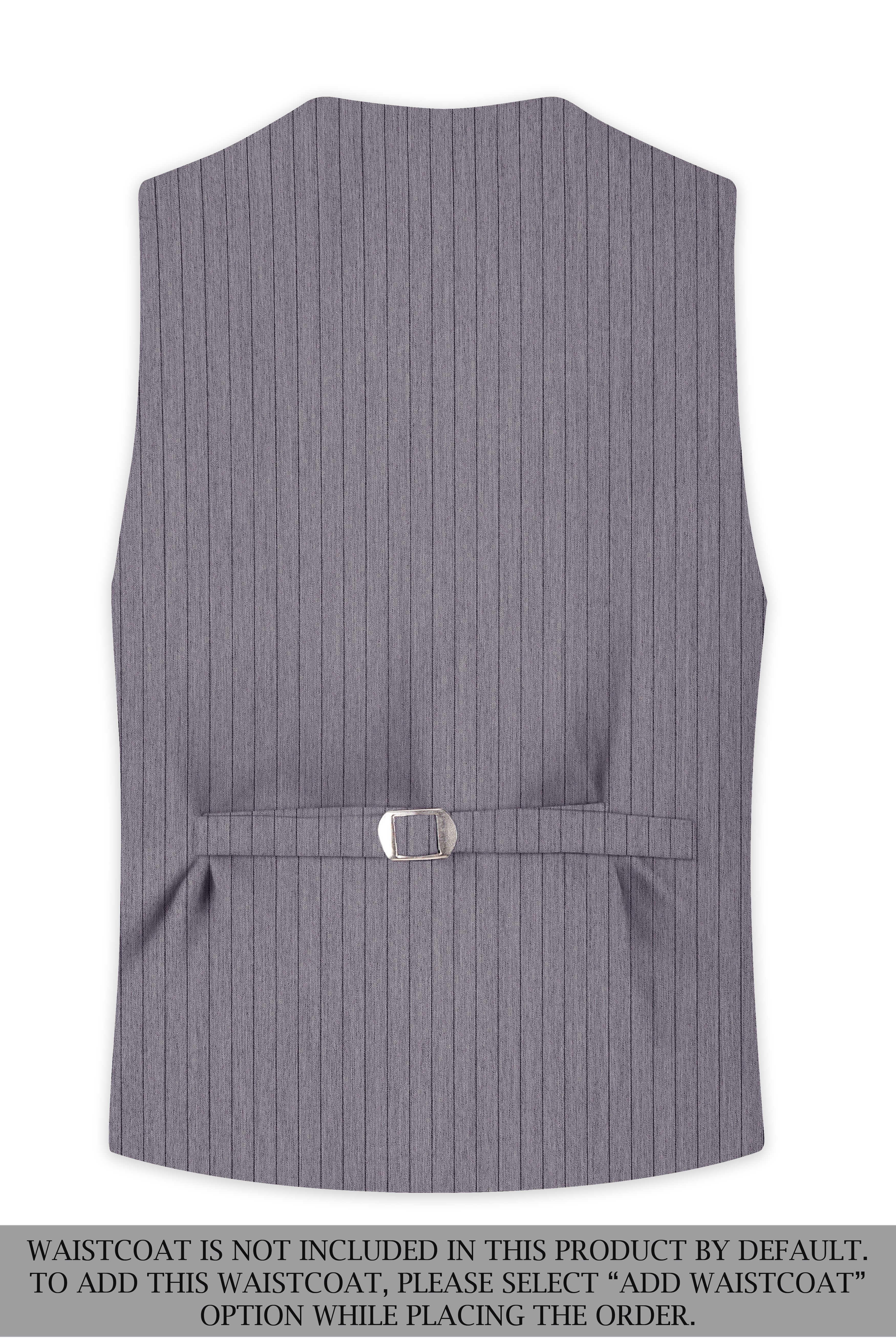 Velmoro-Mauve Gray Pin Striped Wool Rich Slight Stretch Single Breasted Suit