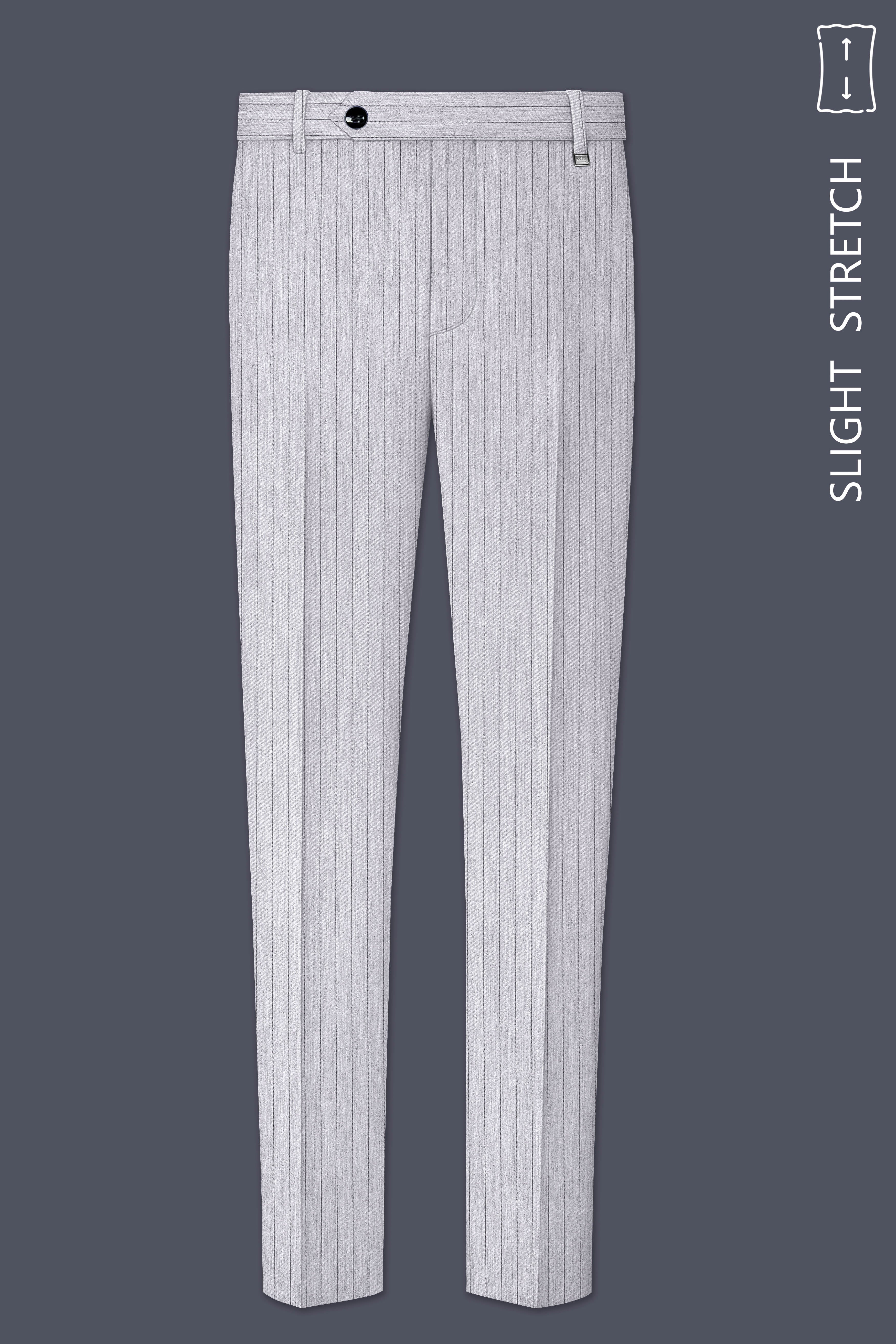 Grisvoro-Sterling Gray Pin Striped Wool Rich Bandhgala Slight Stretch Suit