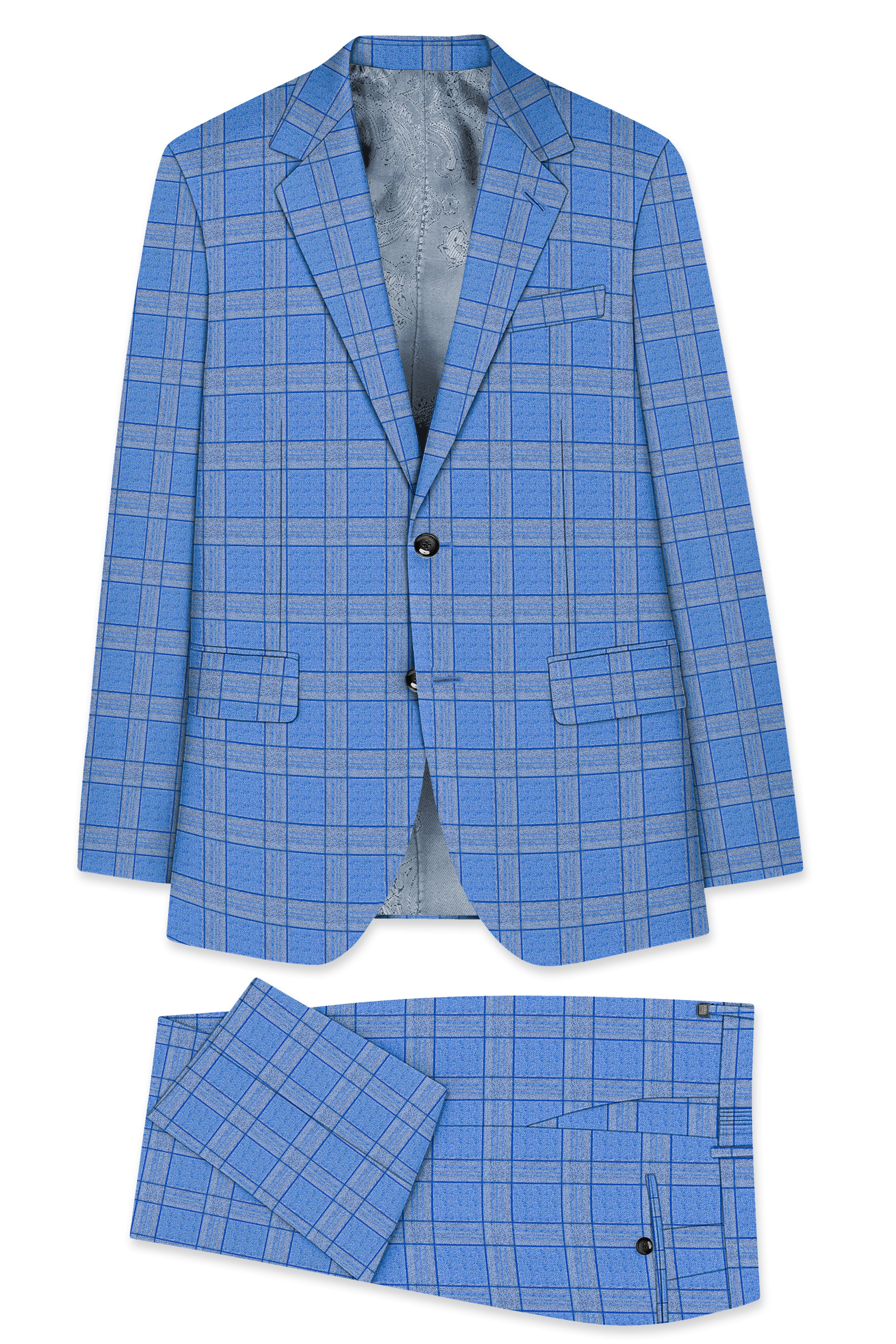 Mariner-Danube Blue Wool Blend Single Breasted Suit