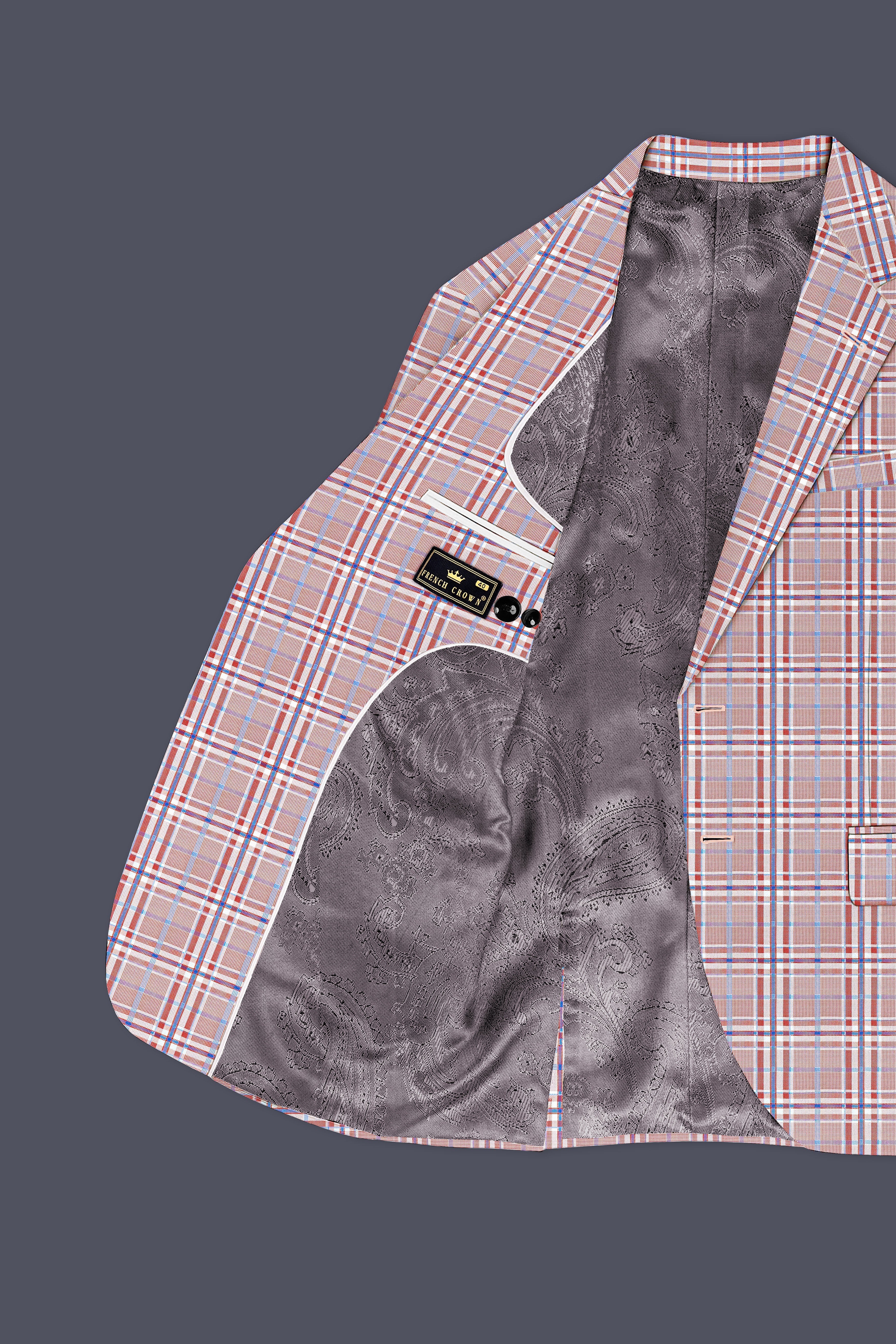 Velour-Turkish Rose Pink And Wild Blue Plaid Wool Rich Single Breasted Suit