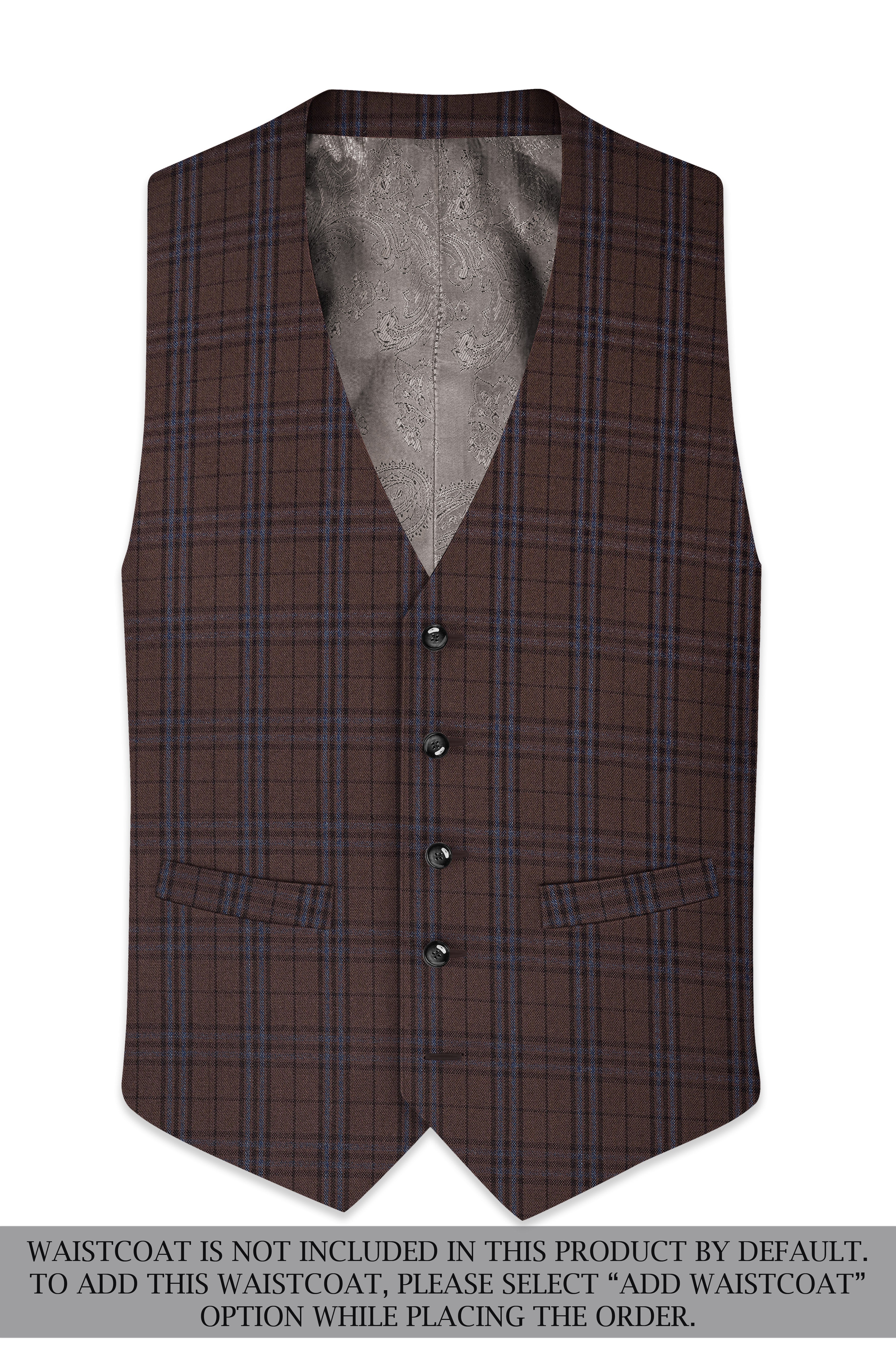 Cedar-Gingerbread Brown Plaid Wool Rich Single Breasted Suit