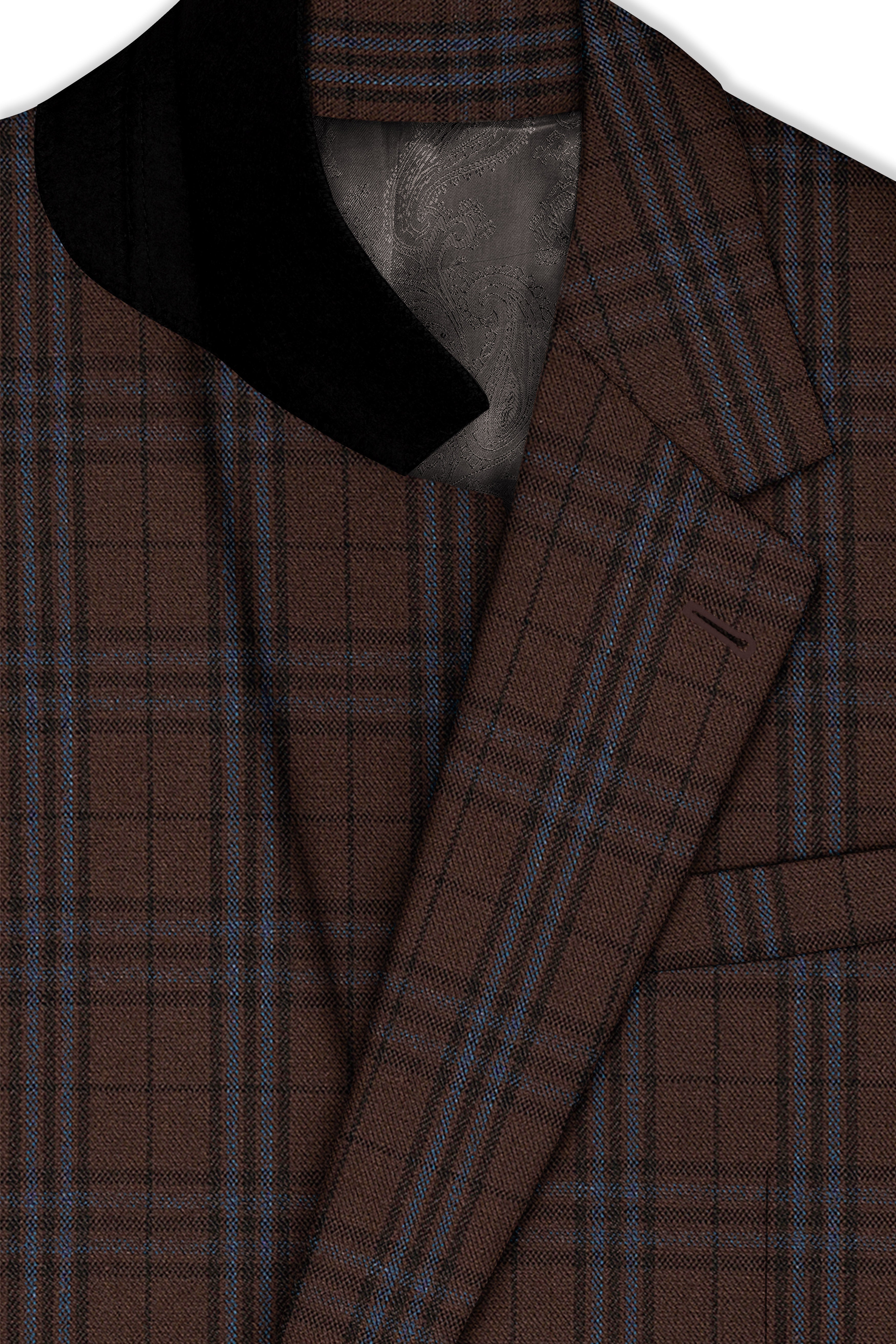 Cedar-Gingerbread Brown Plaid Wool Rich Single Breasted Suit