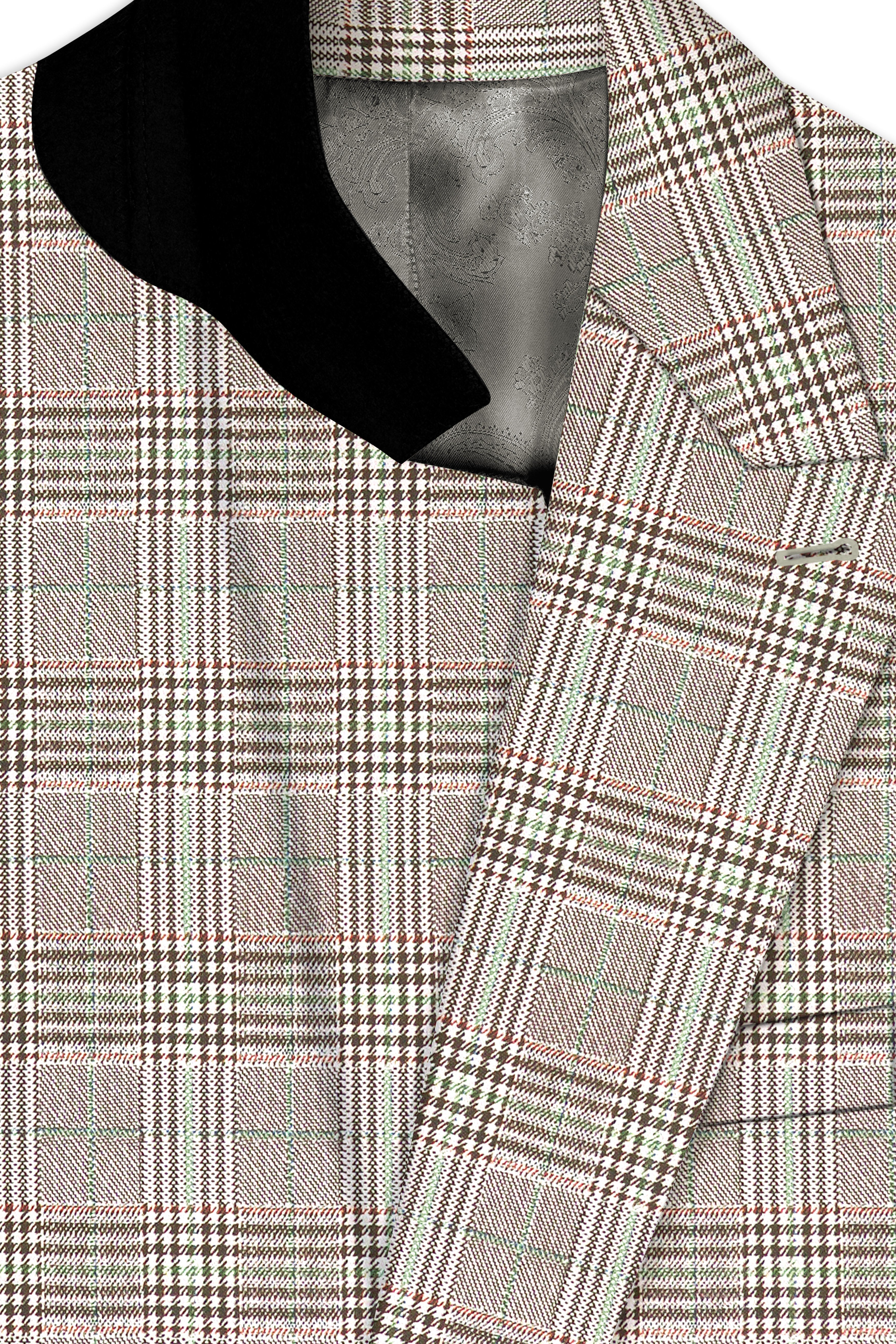 Truffle-Café Noir Brown Plaid Wool Rich Double Breasted Suit