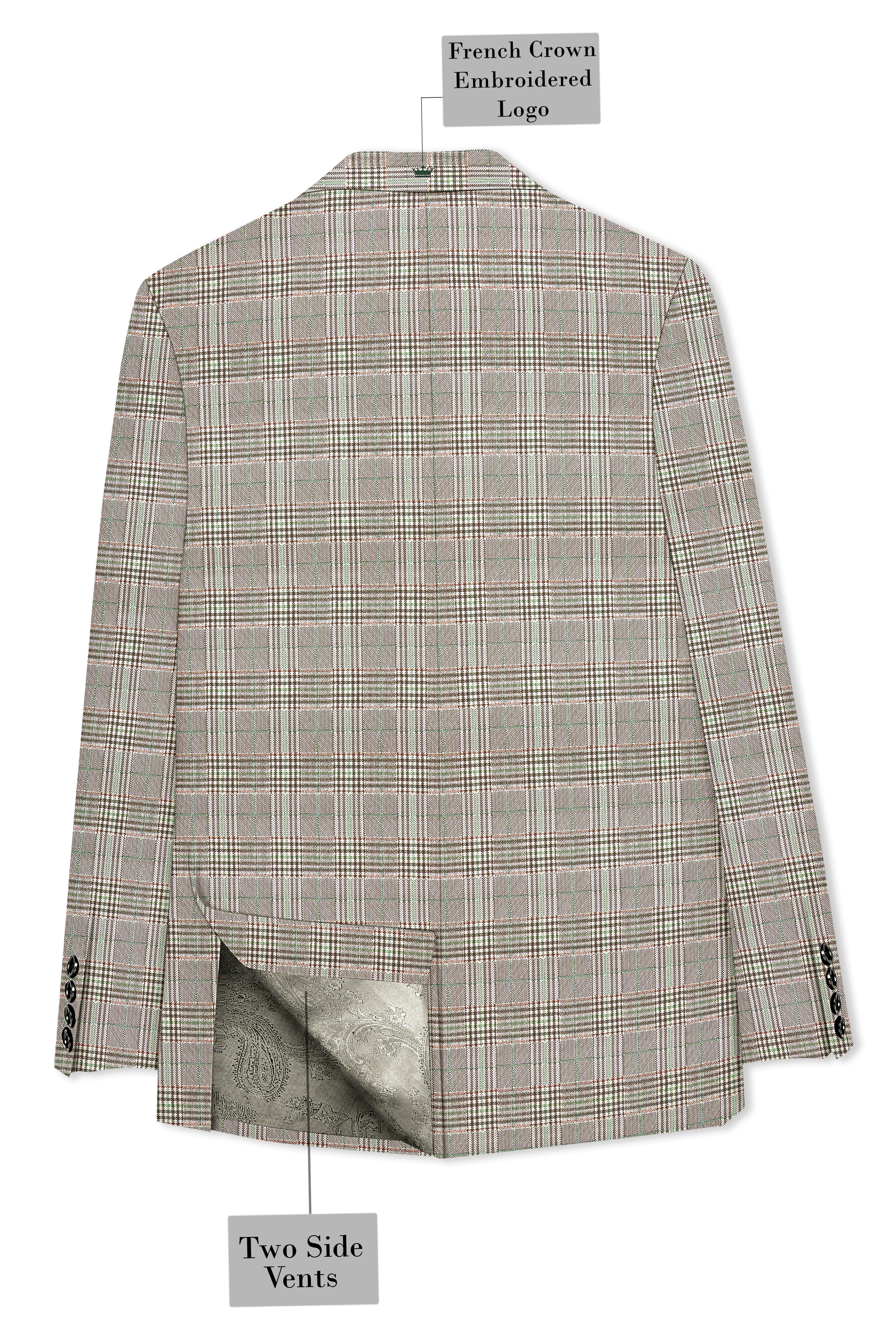 Truffle-Café Noir Brown Plaid Wool Rich Double Breasted Suit