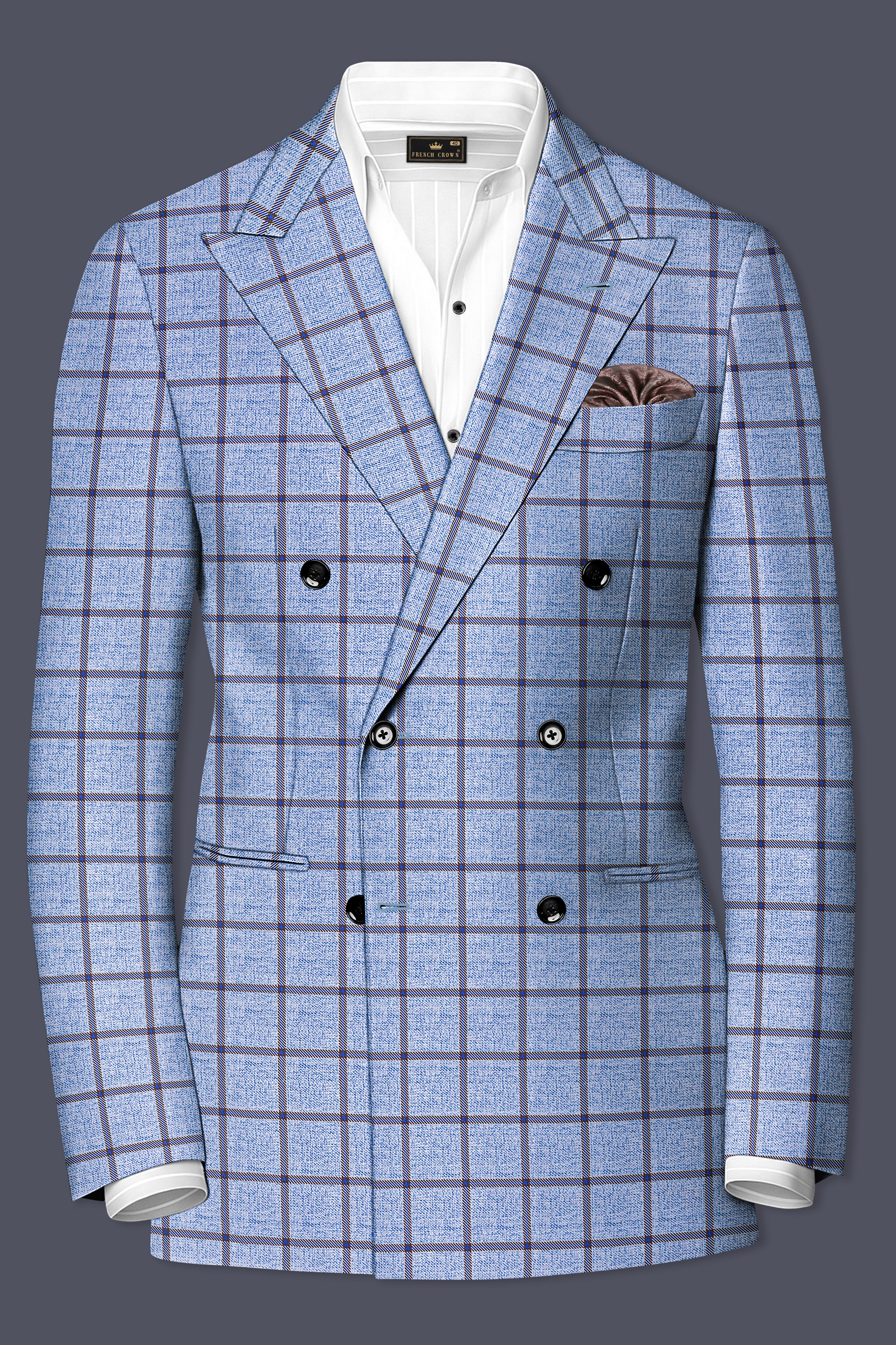 Mistrel-Spun Pearl Blue Windows Wool Rich Double Breasted Suit