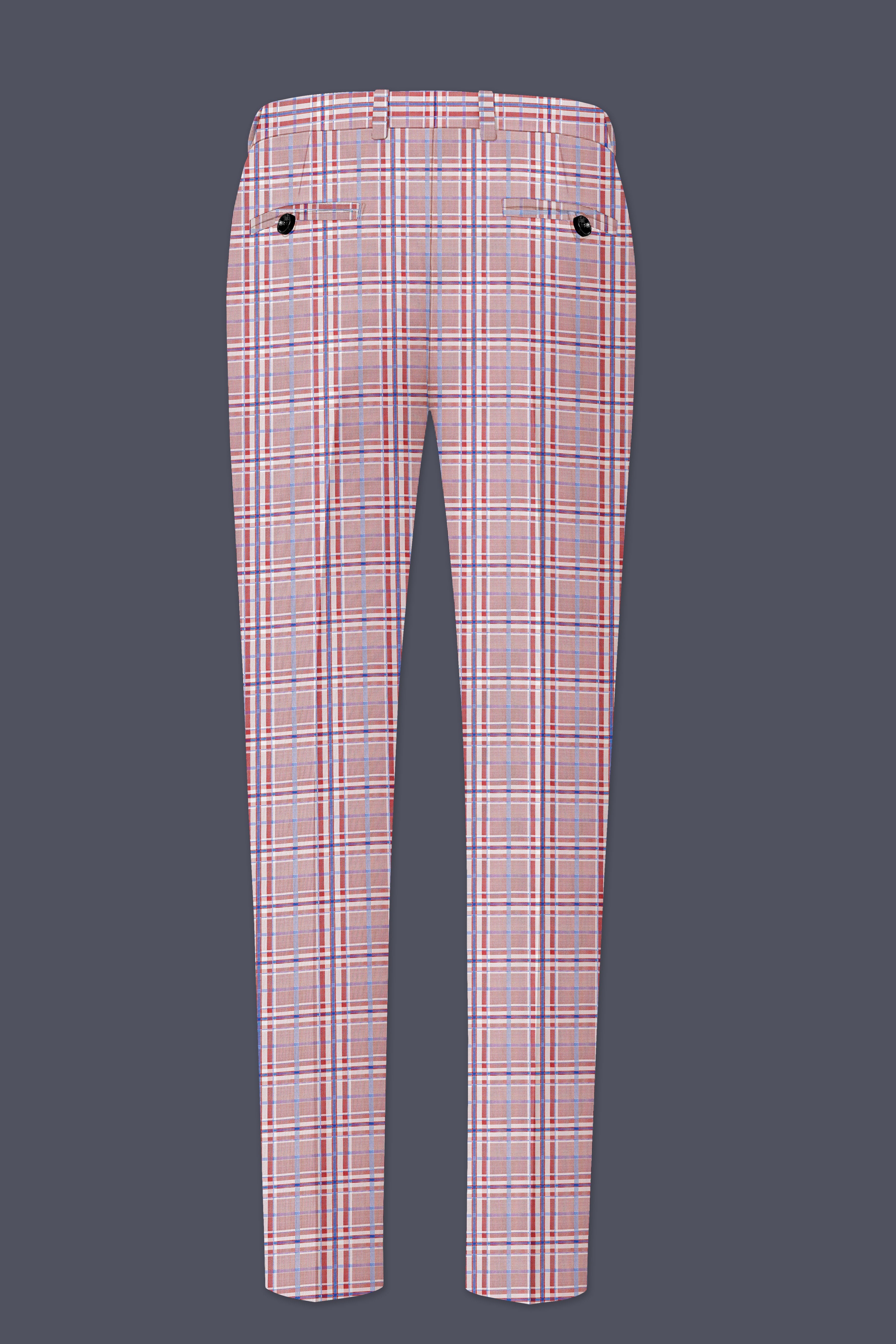 Velour-Turkish Rose Pink And Wild Blue Plaid Wool Rich Tuxedo Suit