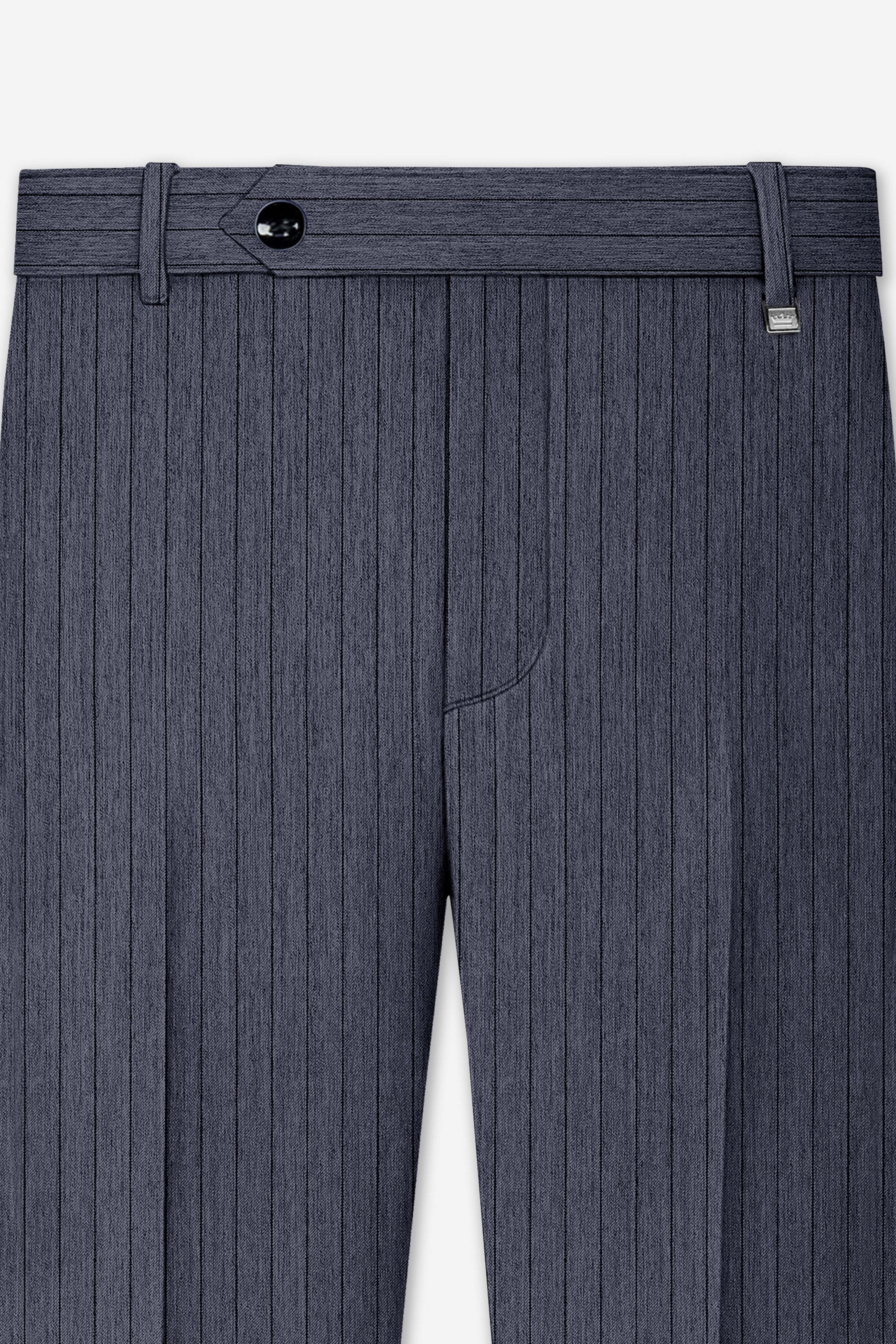 Azurion-Ninja Blue Pin Striped Wool Rich Slight Stretch Double Breasted Suit