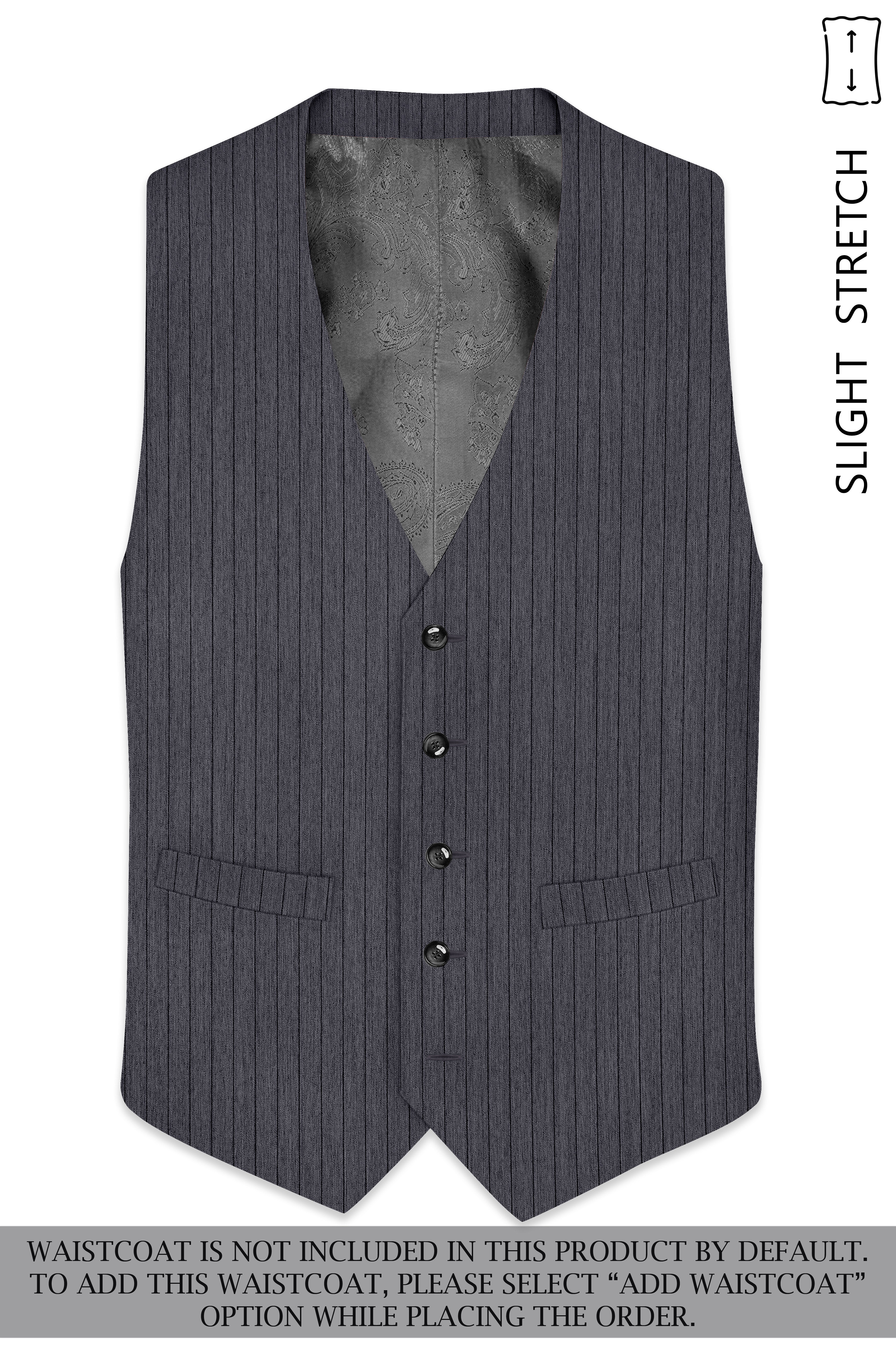Noctaro-Vampire Gray Pin Striped Wool Rich Slight Stretch Double Breasted Suit