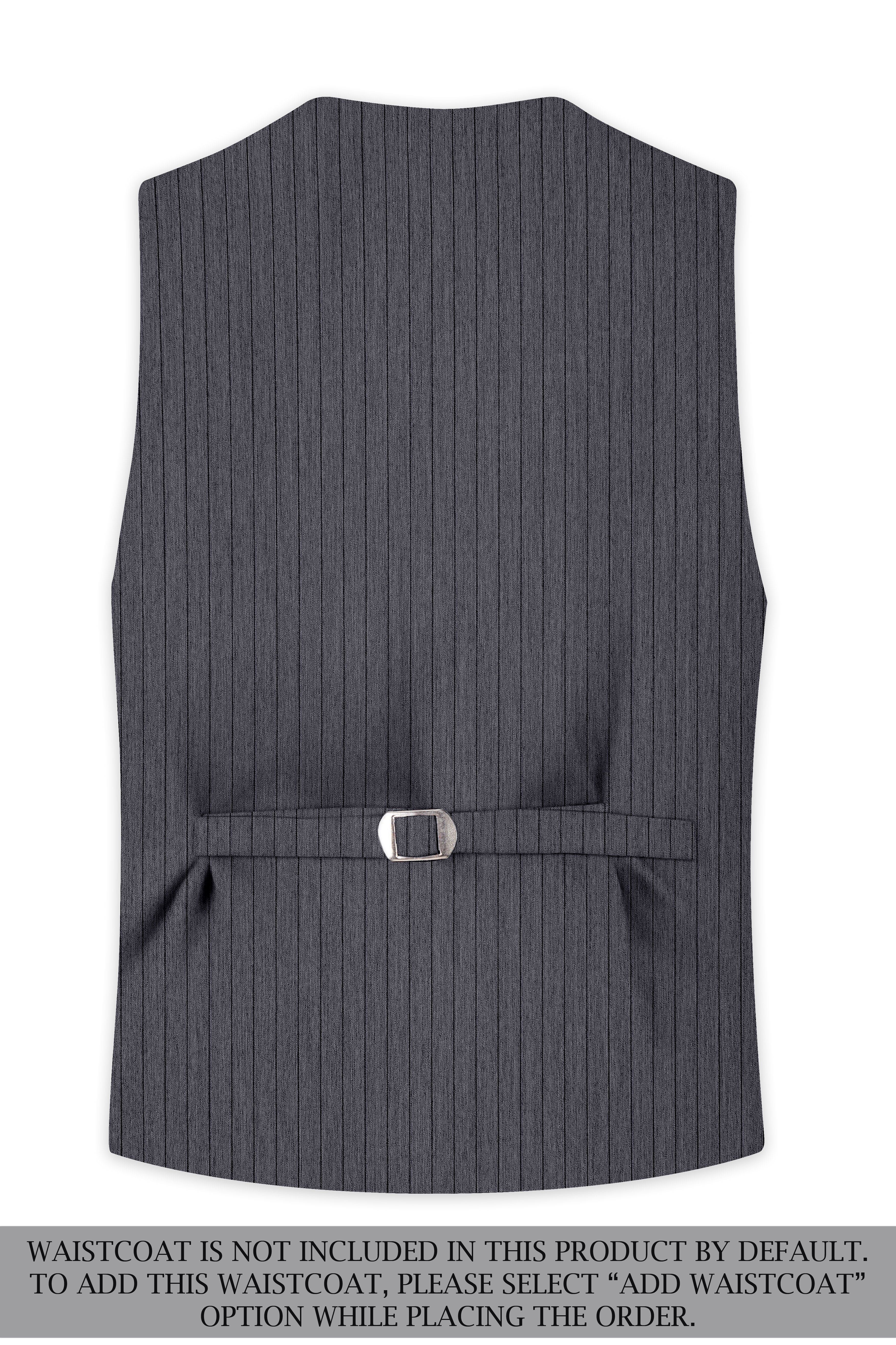 Noctaro-Vampire Gray Pin Striped Wool Rich Slight Stretch Single Breasted Suit