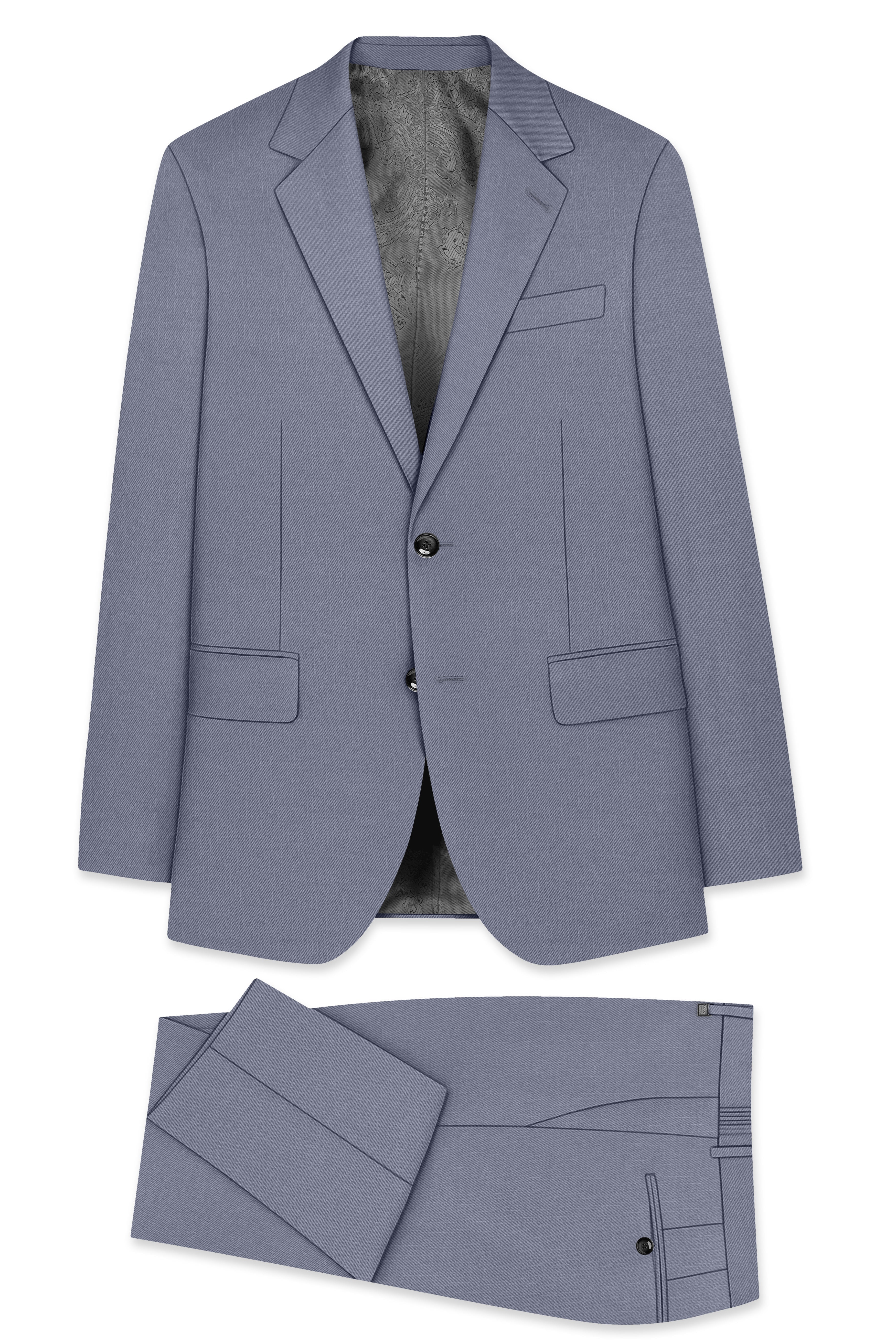 Grisoro-Storm Gray Wool Rich Slight Stretch Single Breasted Suit