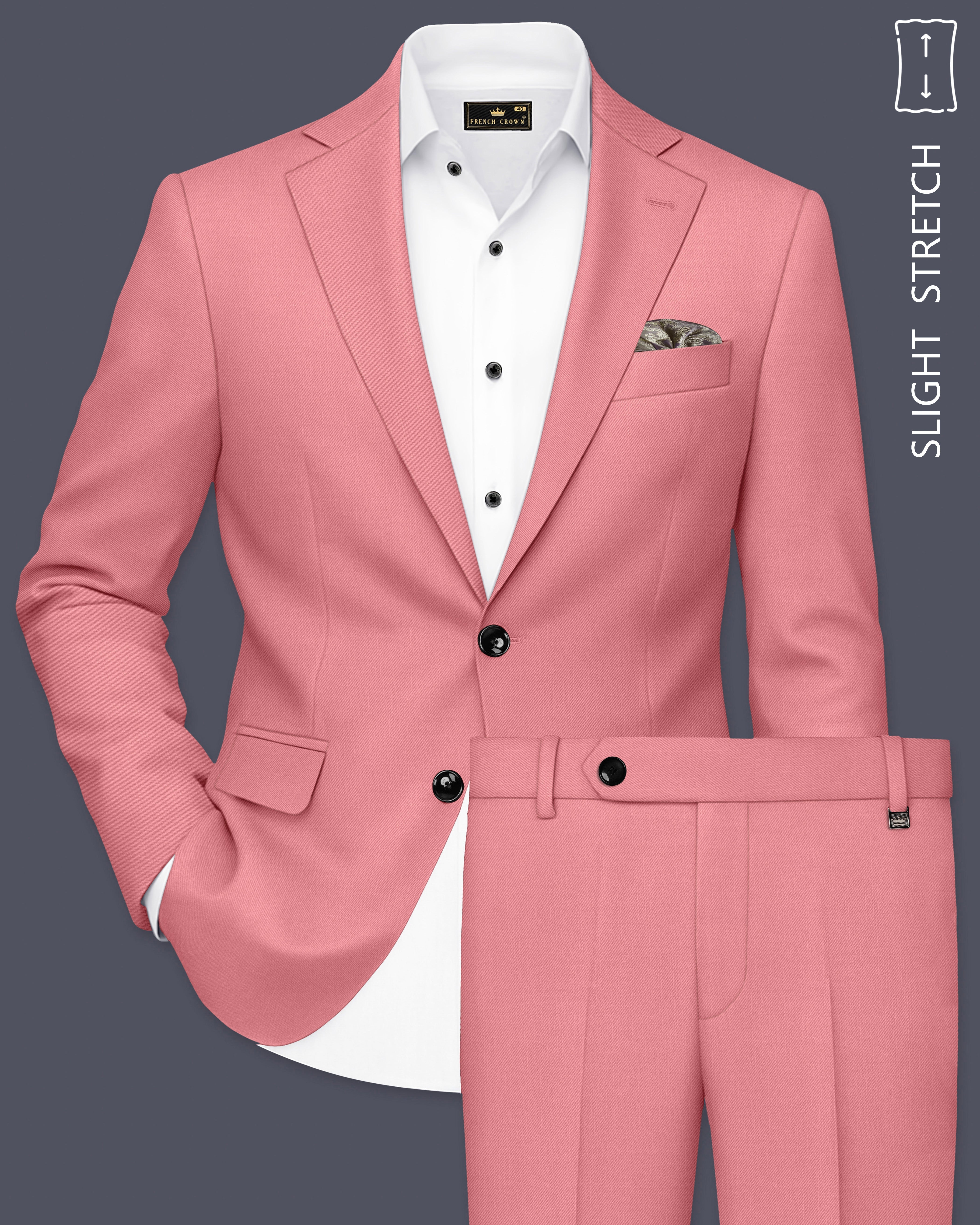 Solaro-Coral Orange Wool Rich Slight Stretch Single Breasted Suit