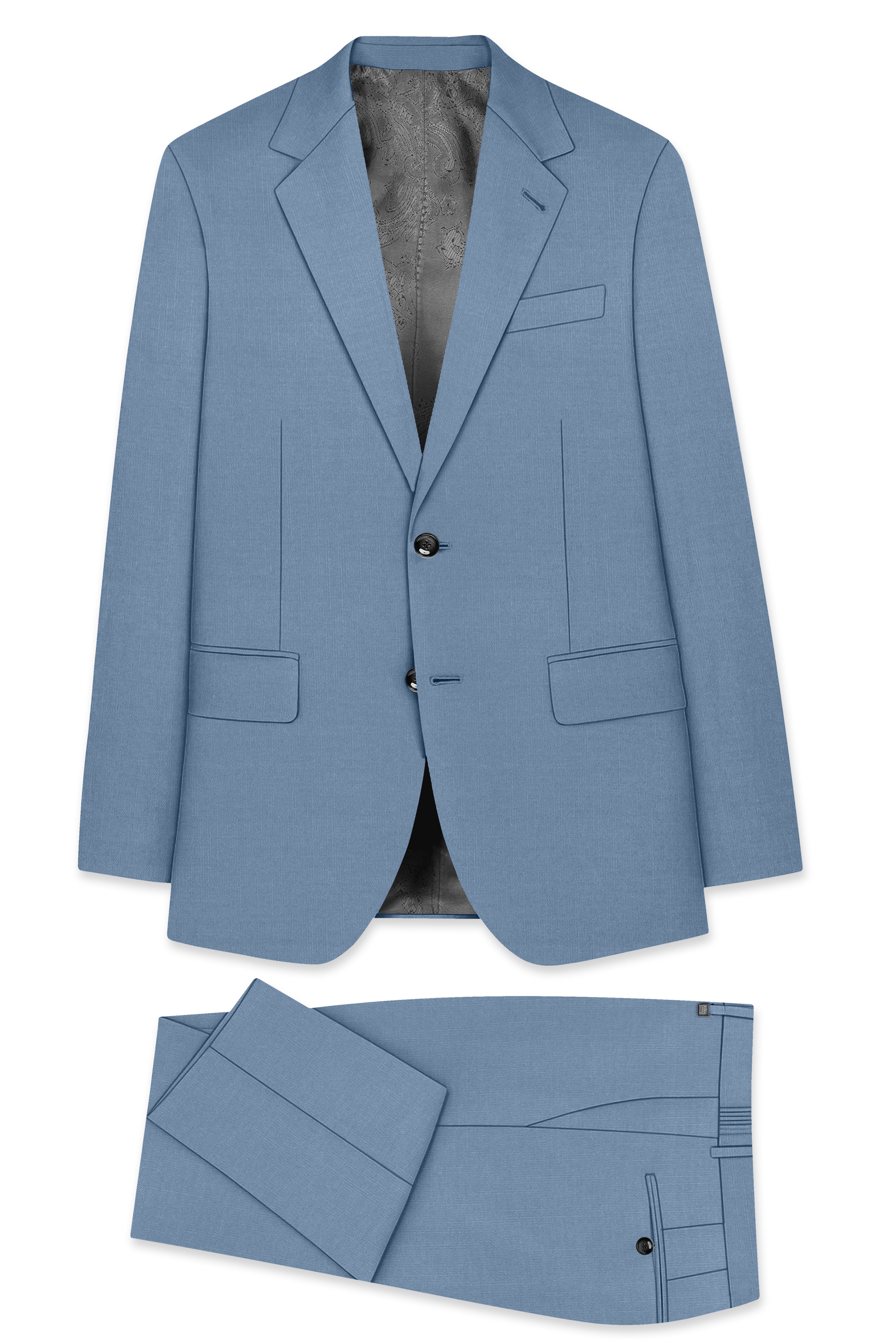 Celestor-Lynch Blue Wool Rich Slight Stretch Single Breasted Suit