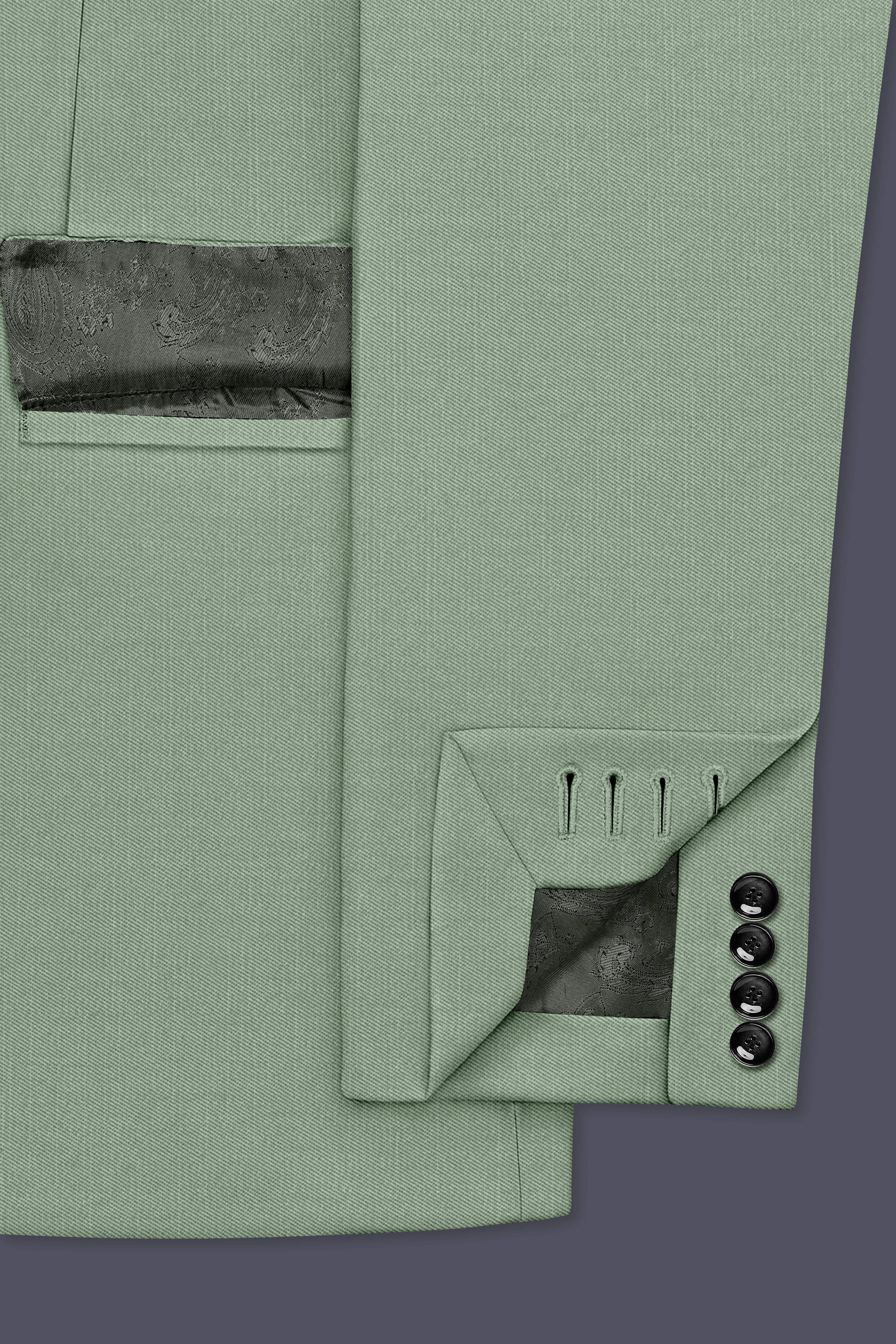 Basil-Spanish Green Wool Rich Slight Stretch Single Breasted Suit