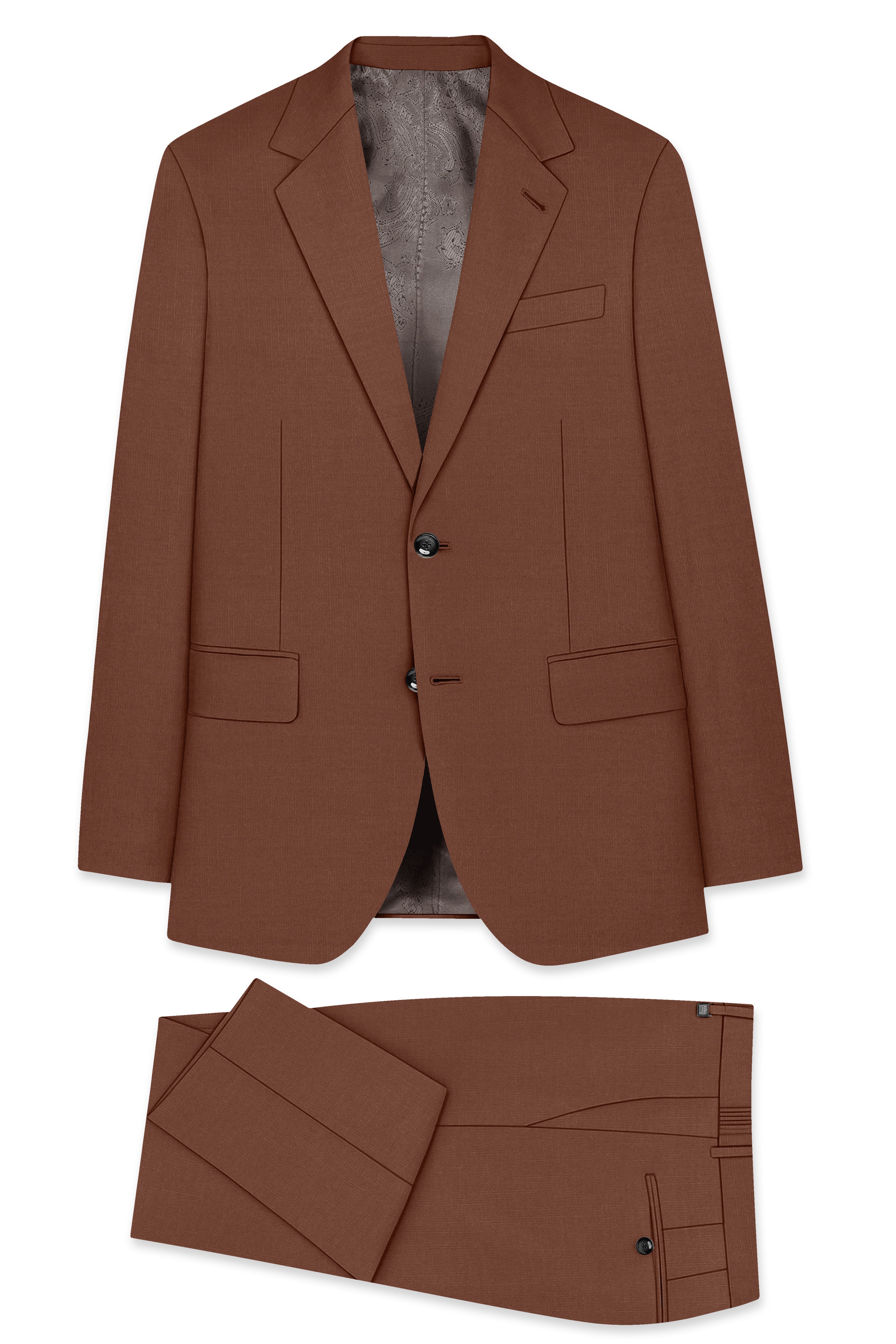 Sienna-Rust Brown Wool Rich Slight Stretch Single Breasted Suit