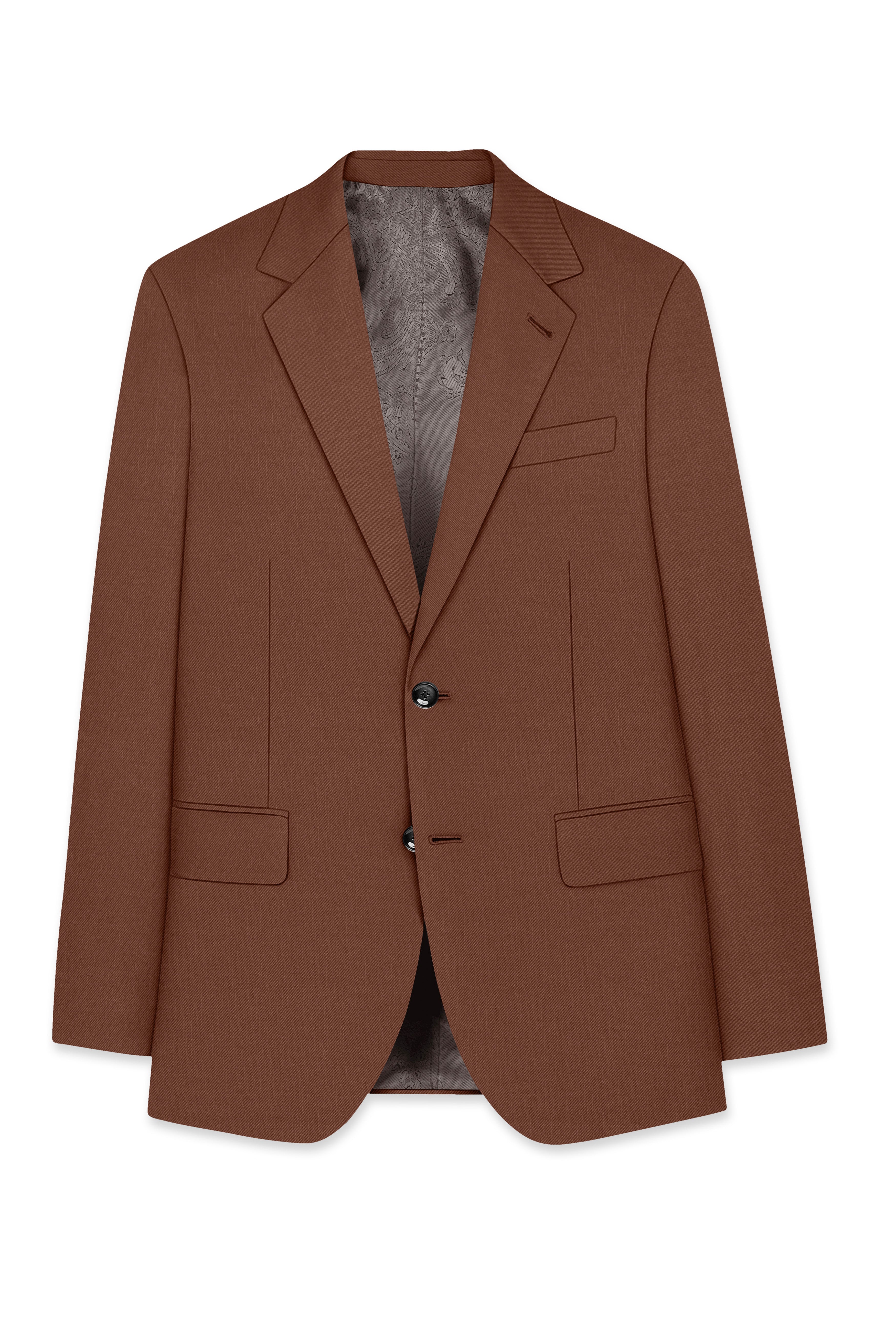 Sienna-Rust Brown Wool Rich Slight Stretch Single Breasted Suit