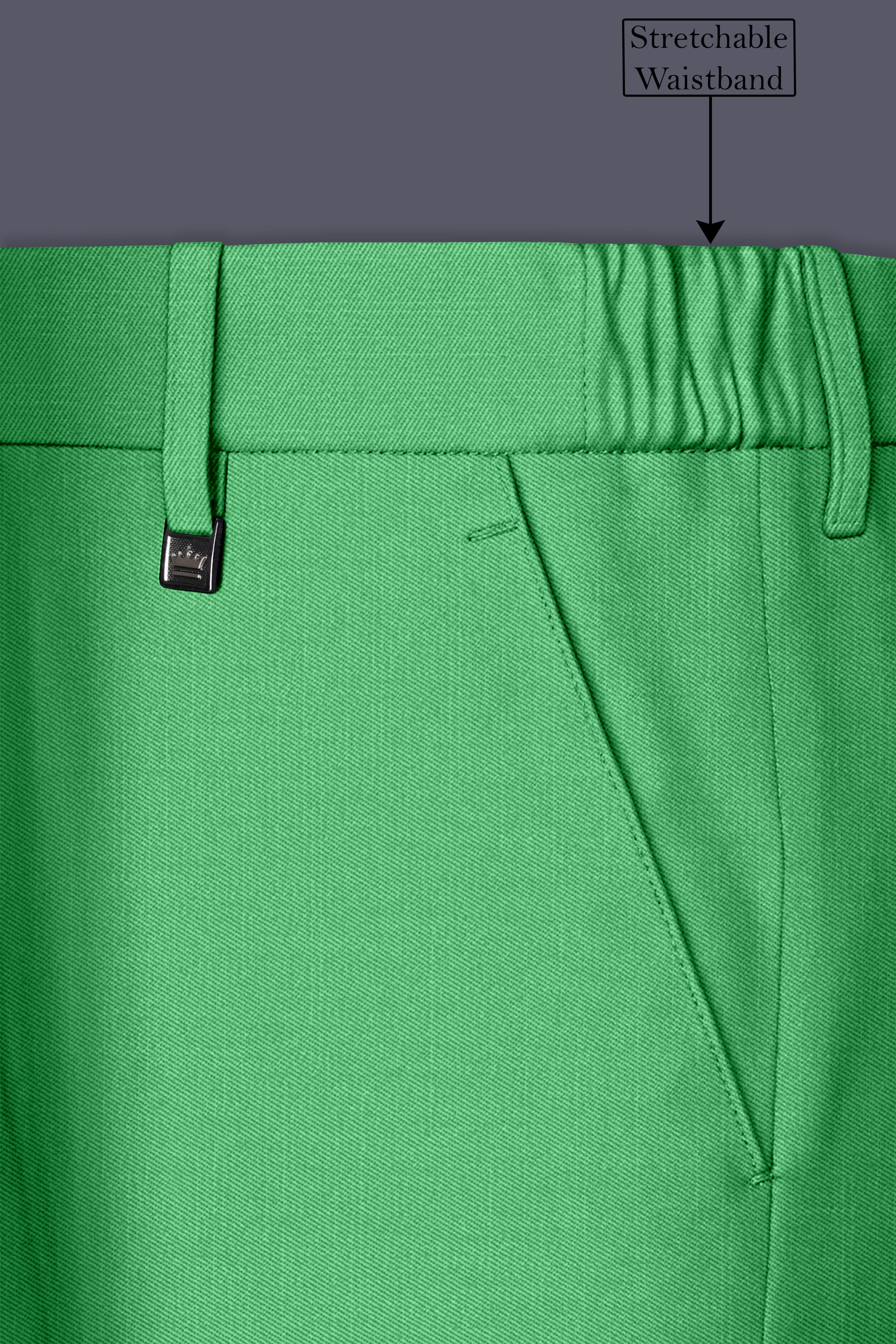 Baron-Chateau Green Wool Rich Slight Stretch Single Breasted Suit