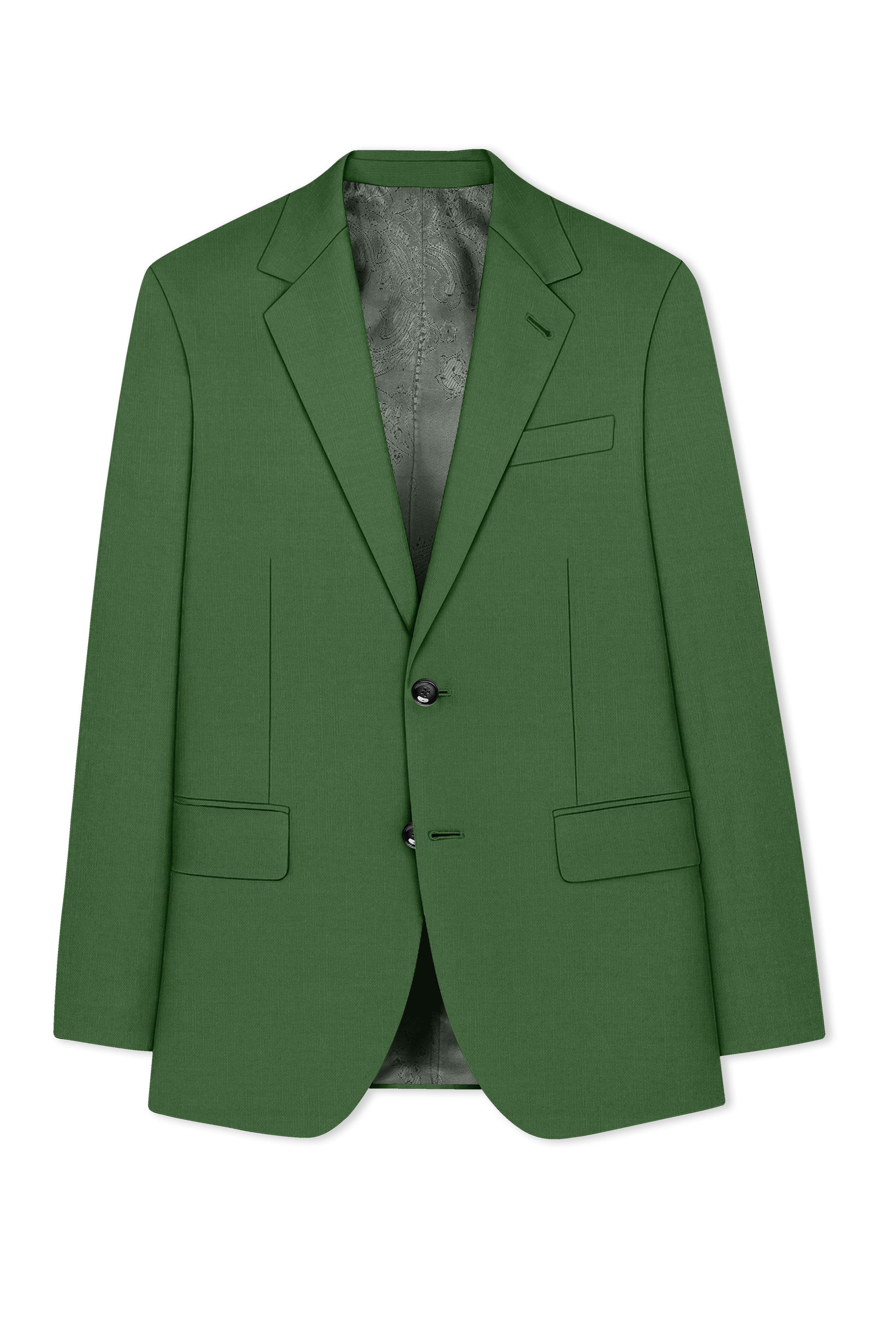 Viridian-Forest Green Wool Rich Slight Stretch Single Breasted Suit
