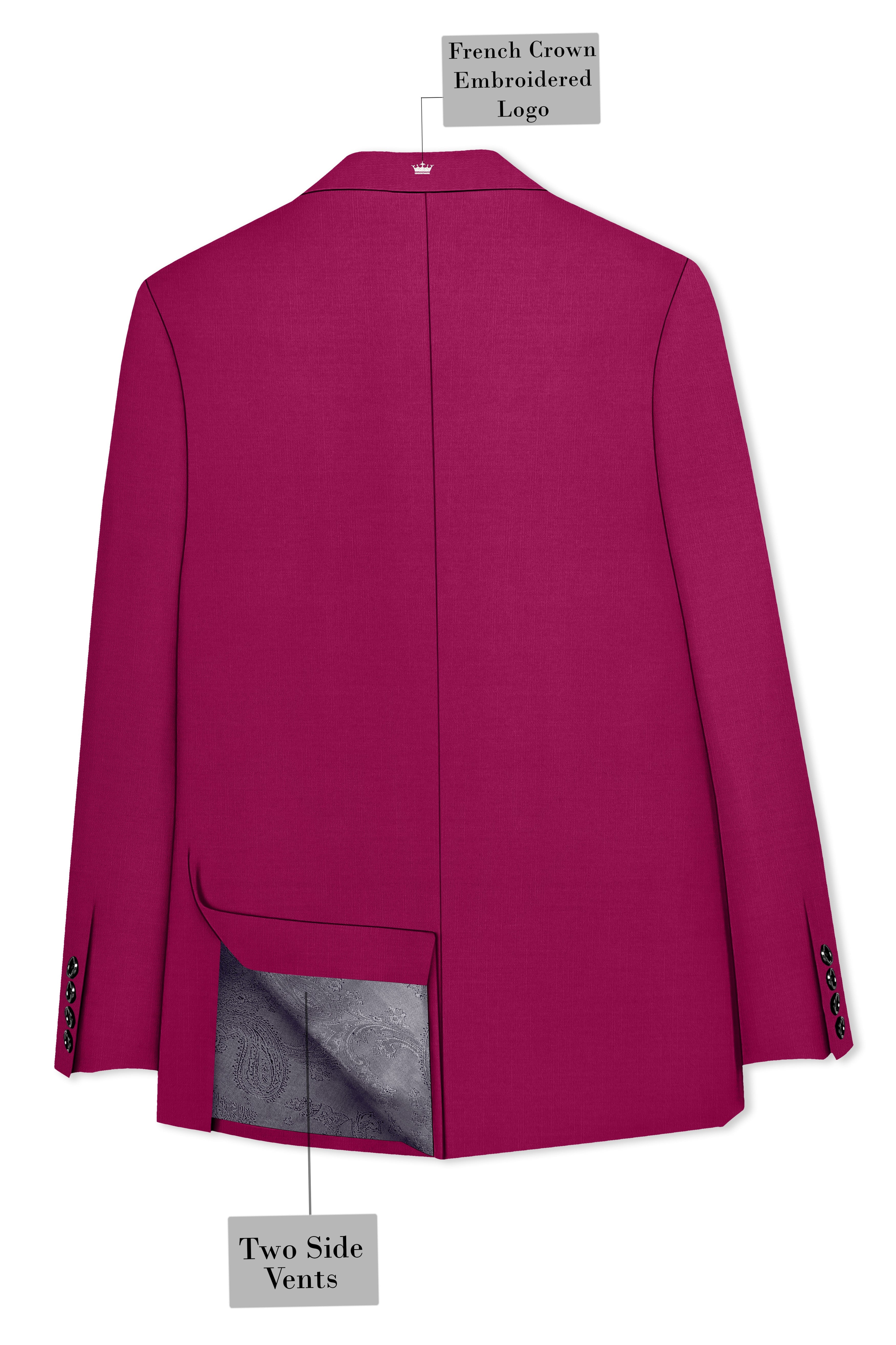 Orchid-Mulberry Pink Wool Rich Slight Stretch Single Breasted Suit