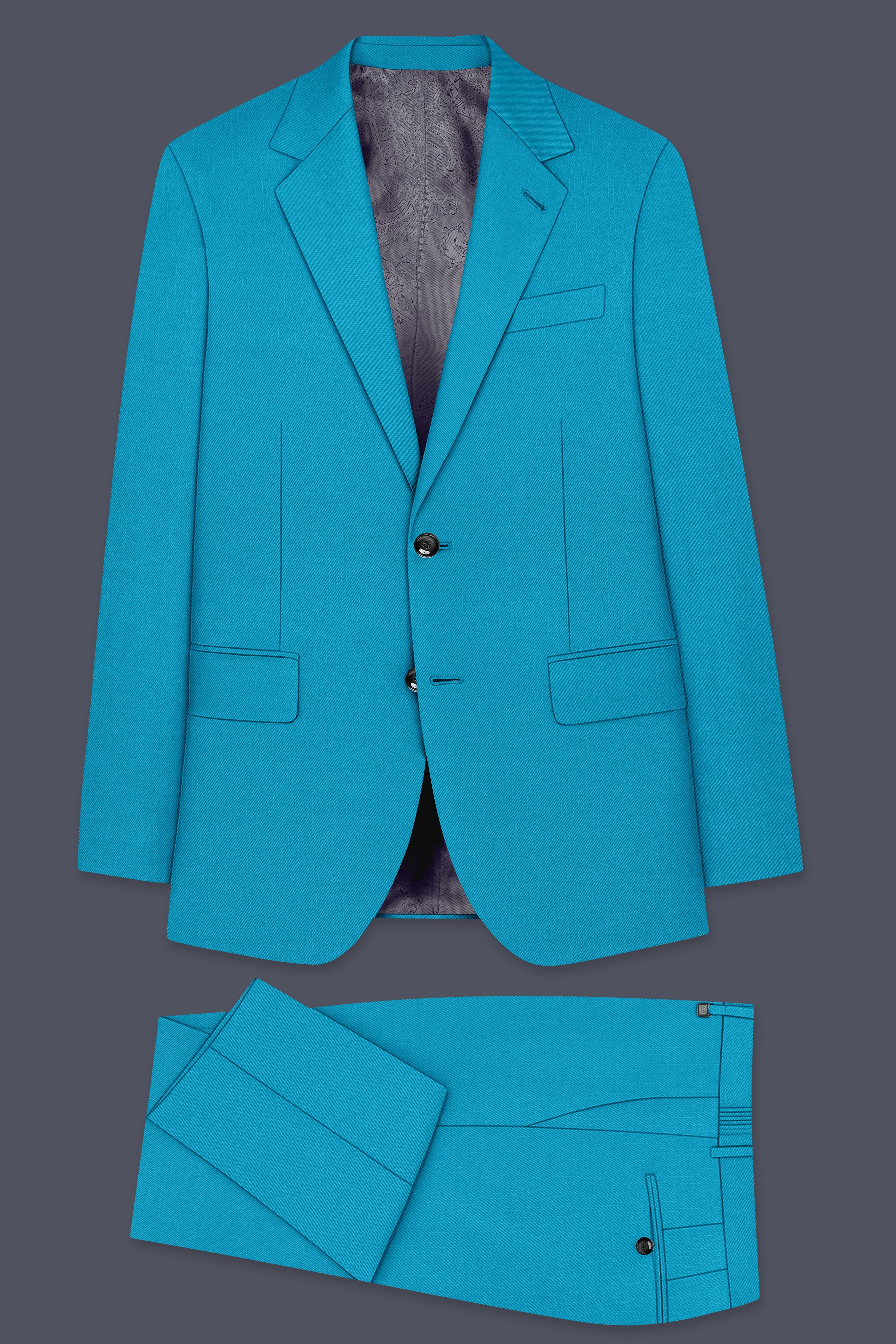 Atlantic-Bondi Blue Wool Rich Slight Stretch Single Breasted Suit