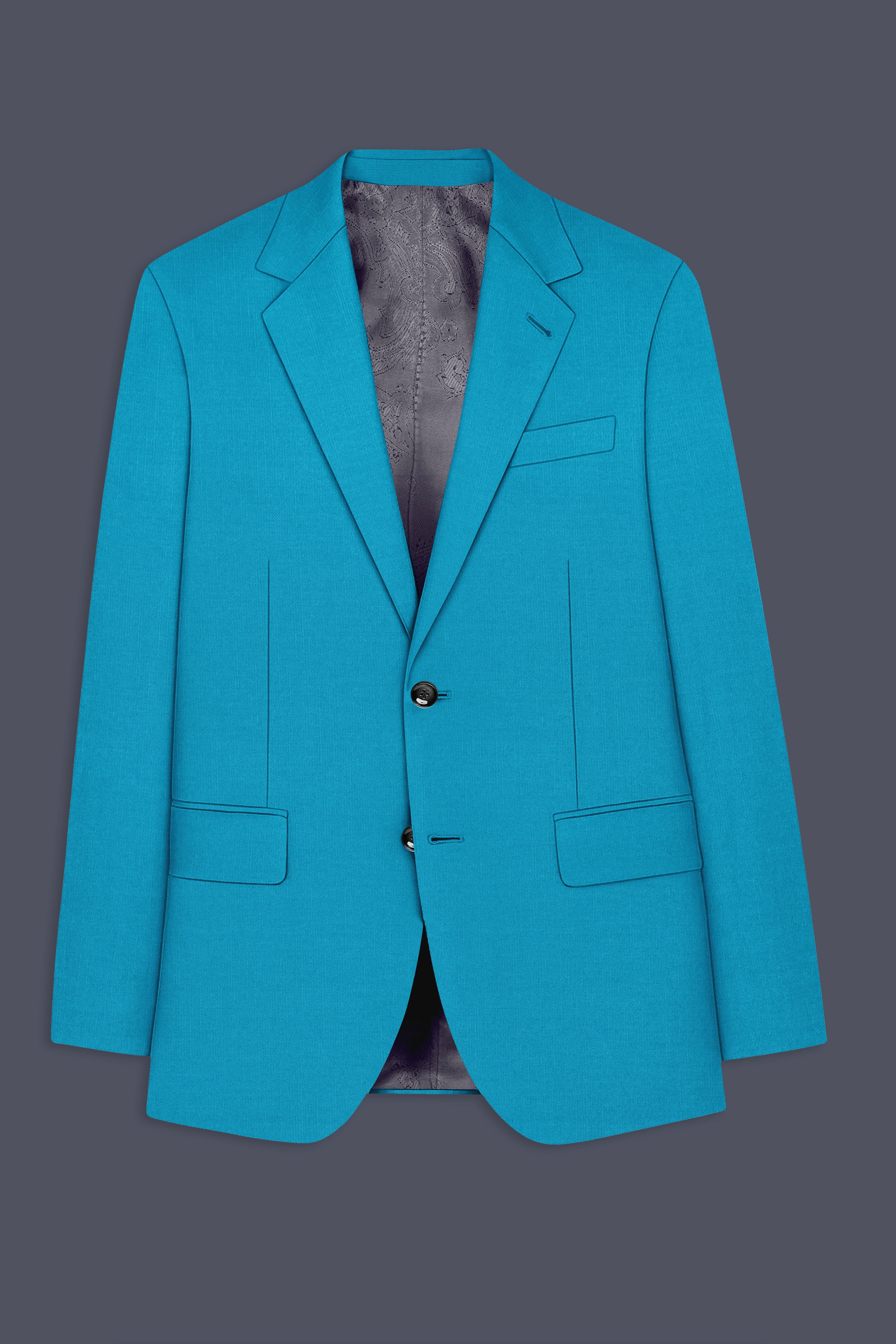 Atlantic-Bondi Blue Wool Rich Slight Stretch Single Breasted Suit
