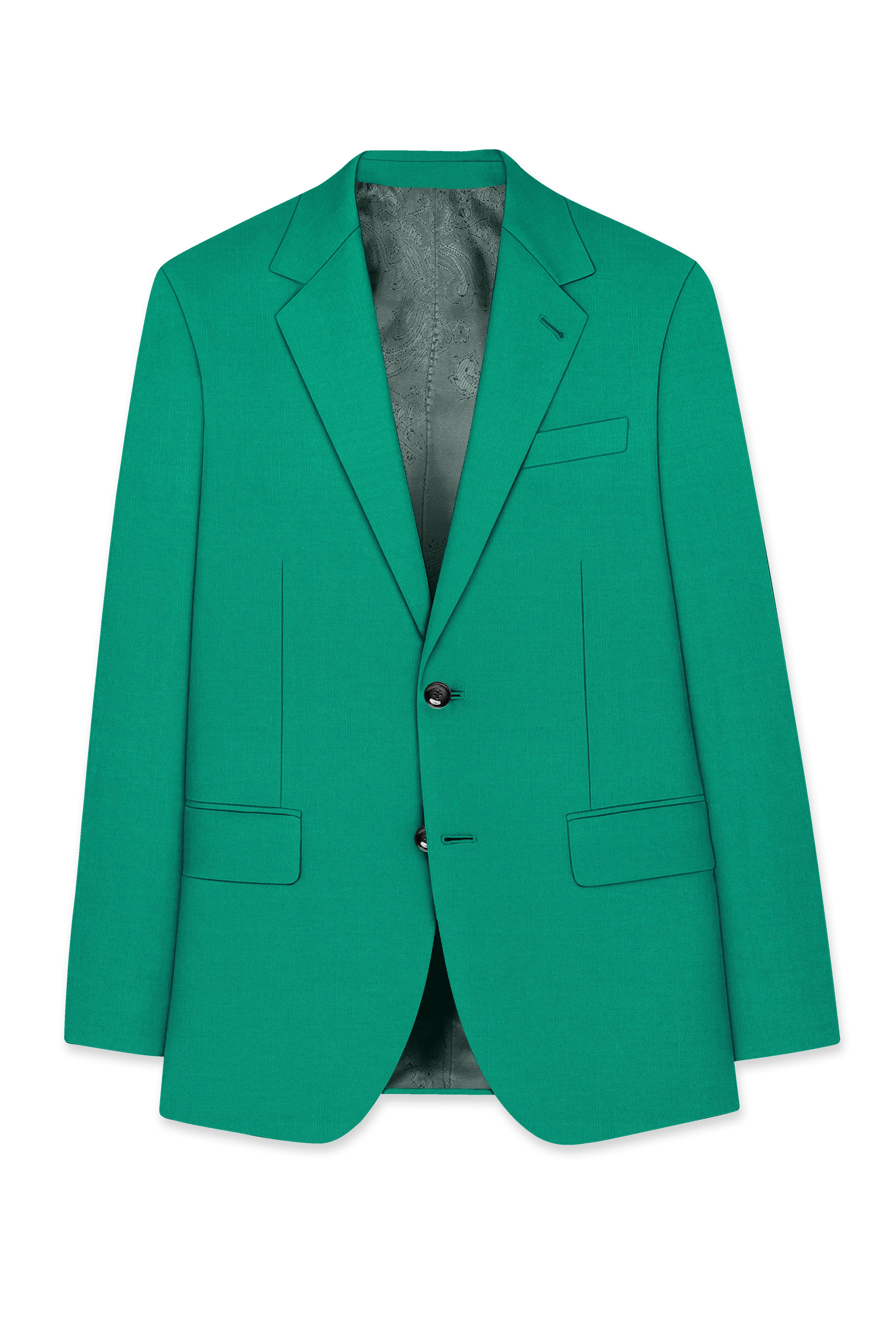 Emerald-Tropical Green Wool Rich Slight Stretch Single Breasted Suit