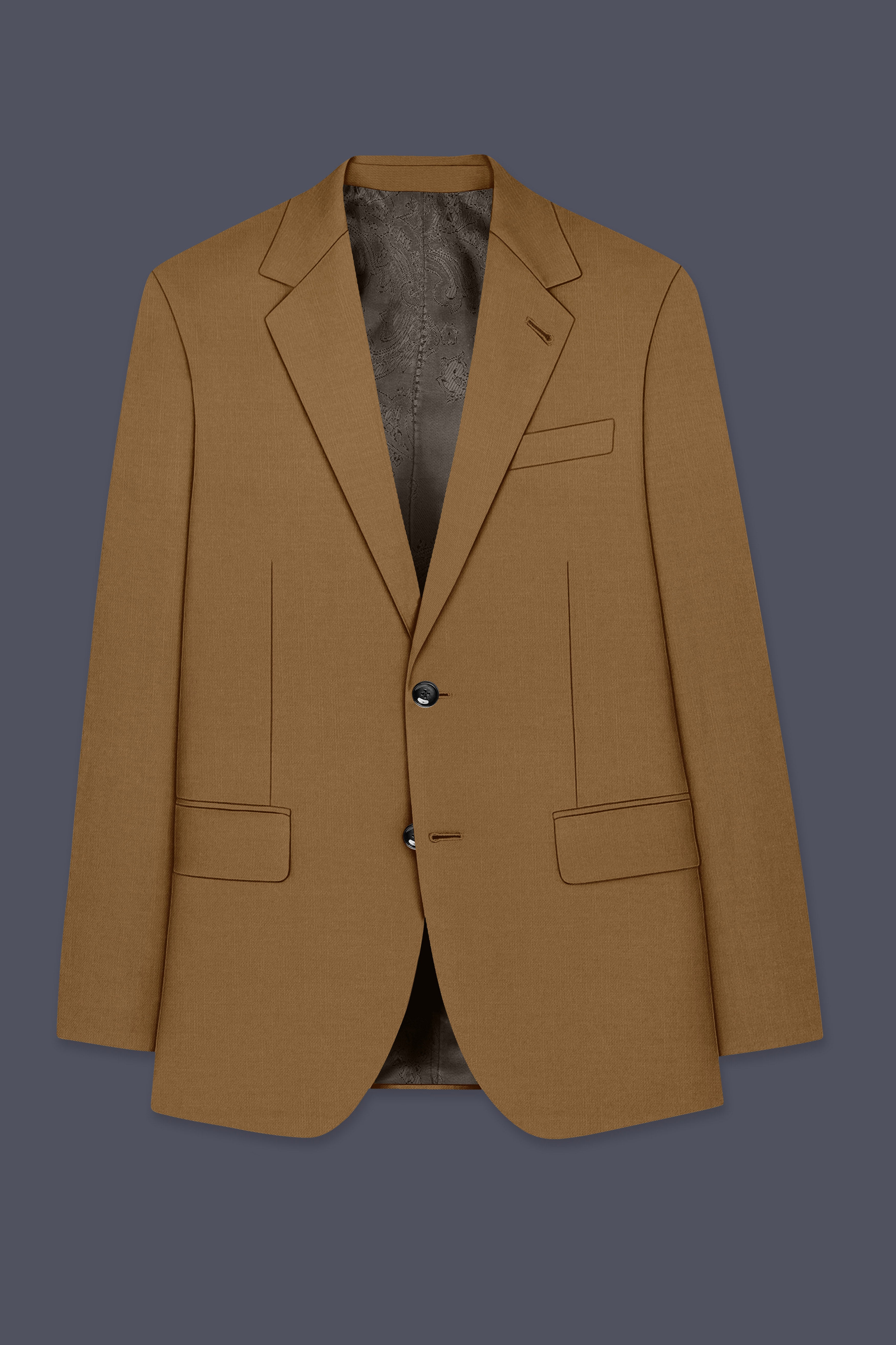 Sapphire-Potters Brown Wool Rich Slight Stretch Single Breasted Suit