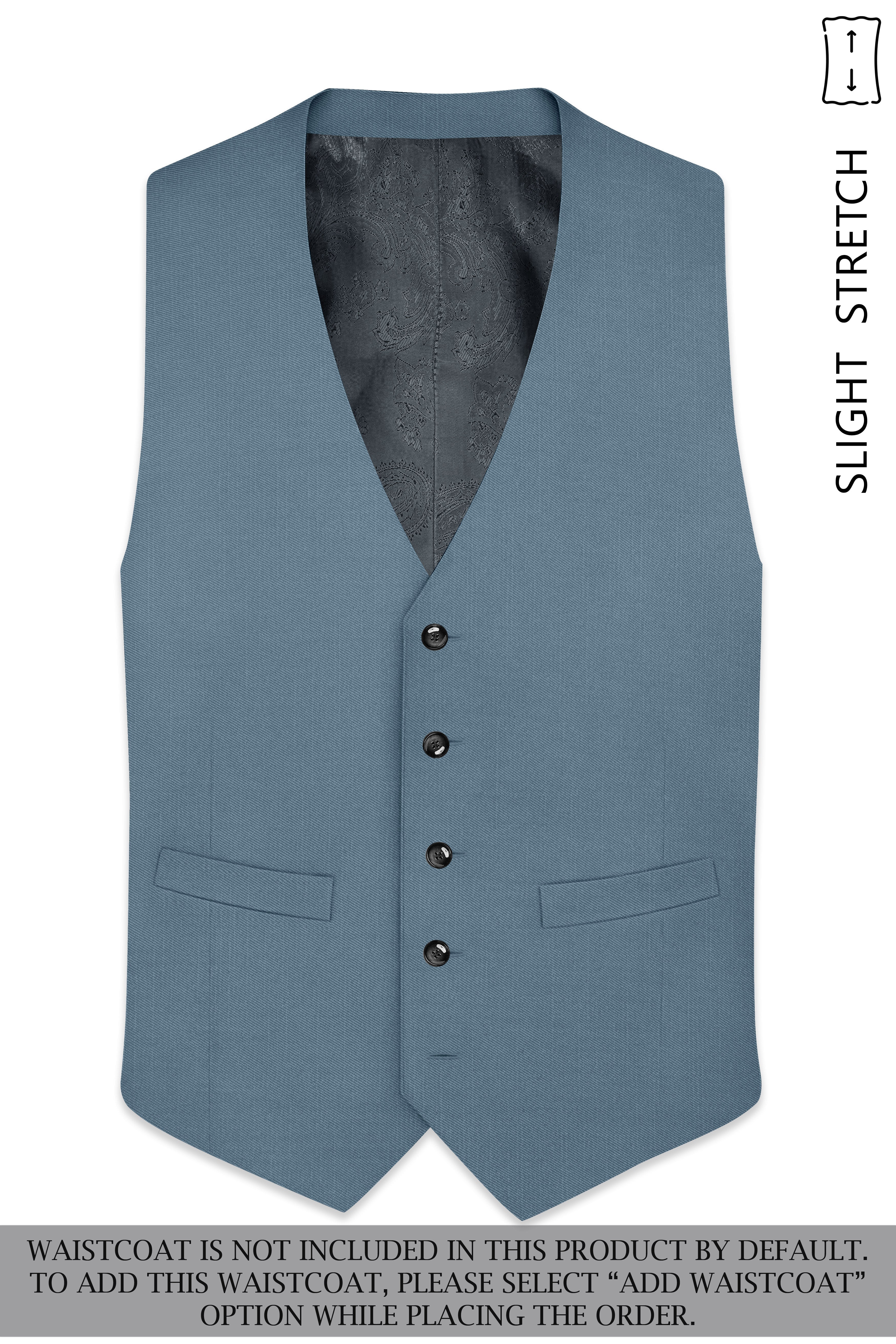 Sapphire-Fiord Blue Wool Rich Slight Stretch Single Breasted Suit