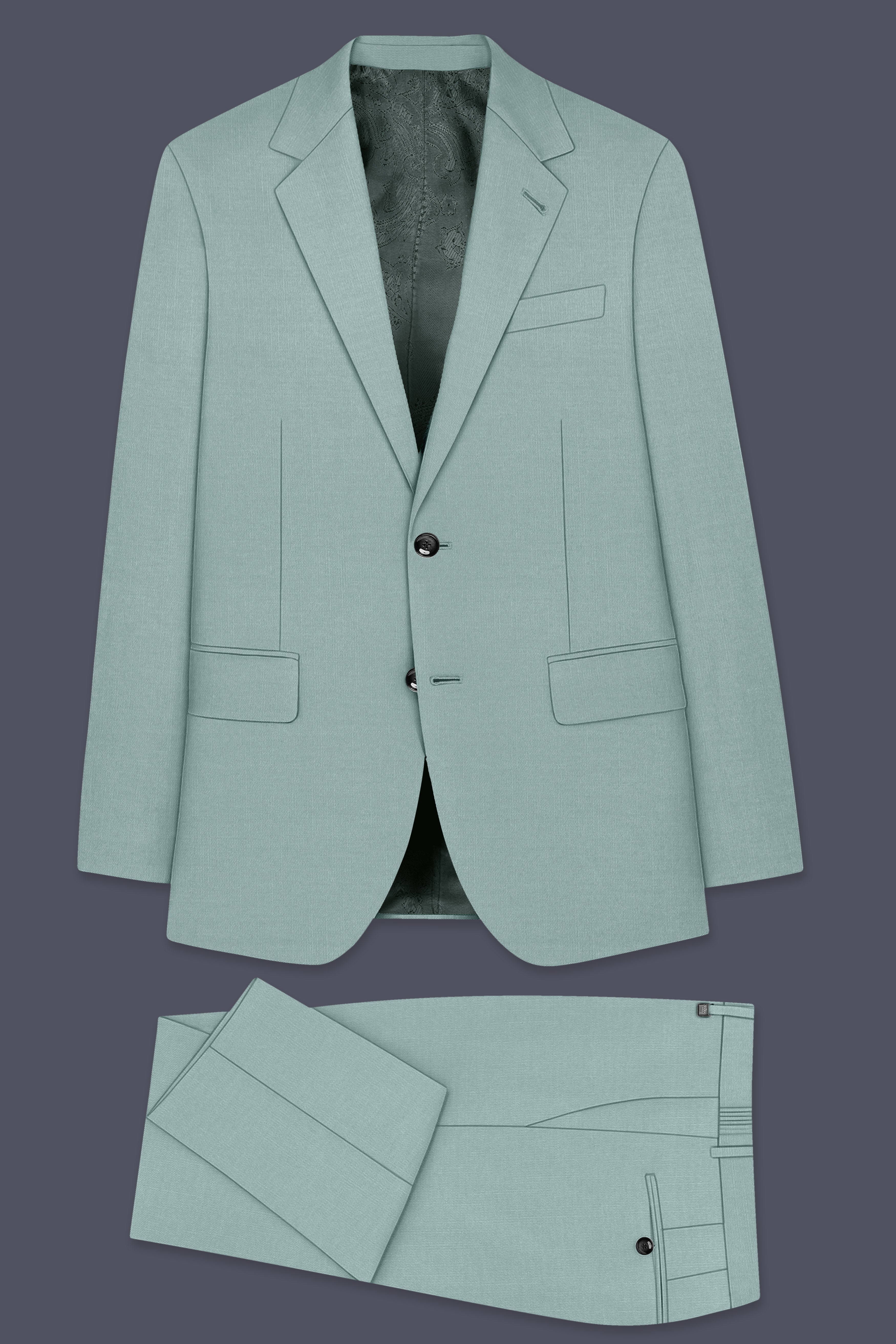 Tropic-Cadet Green Wool Rich Slight Stretch Single Breasted Suit