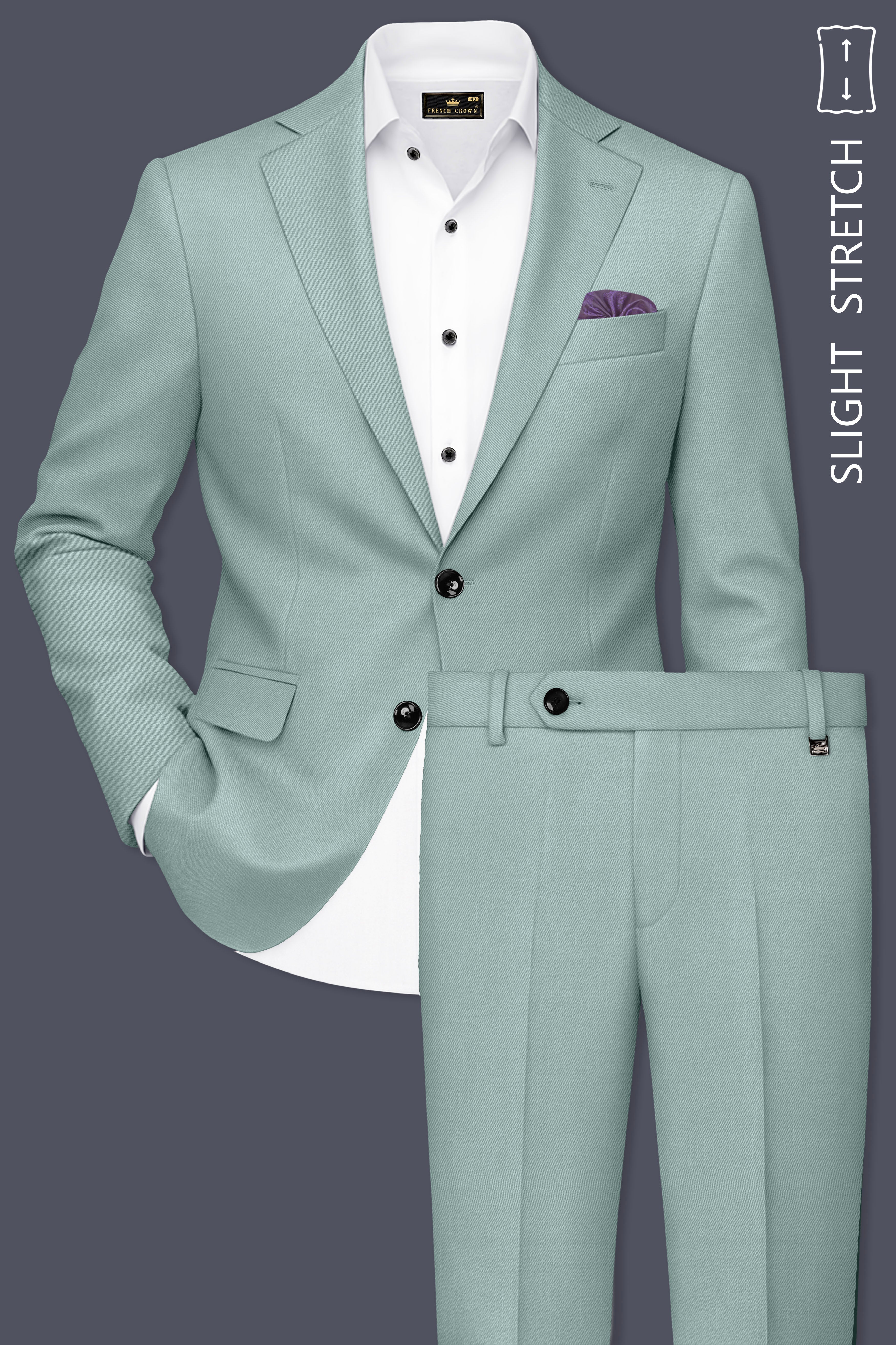 Tropic-Cadet Green Wool Rich Slight Stretch Single Breasted Suit
