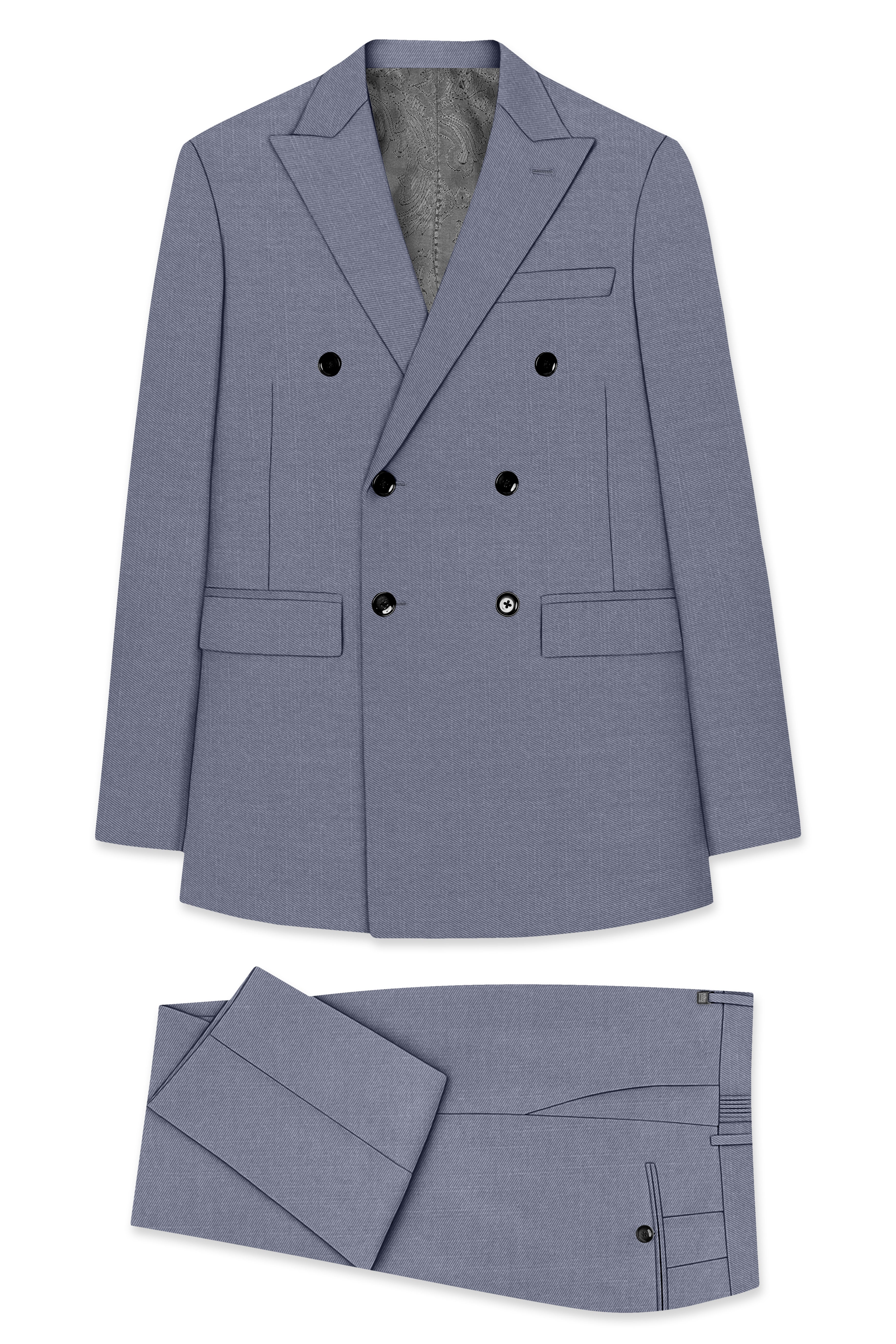 Grisoro-Storm Gray Wool Rich Slight Stretch Double Breasted Suit