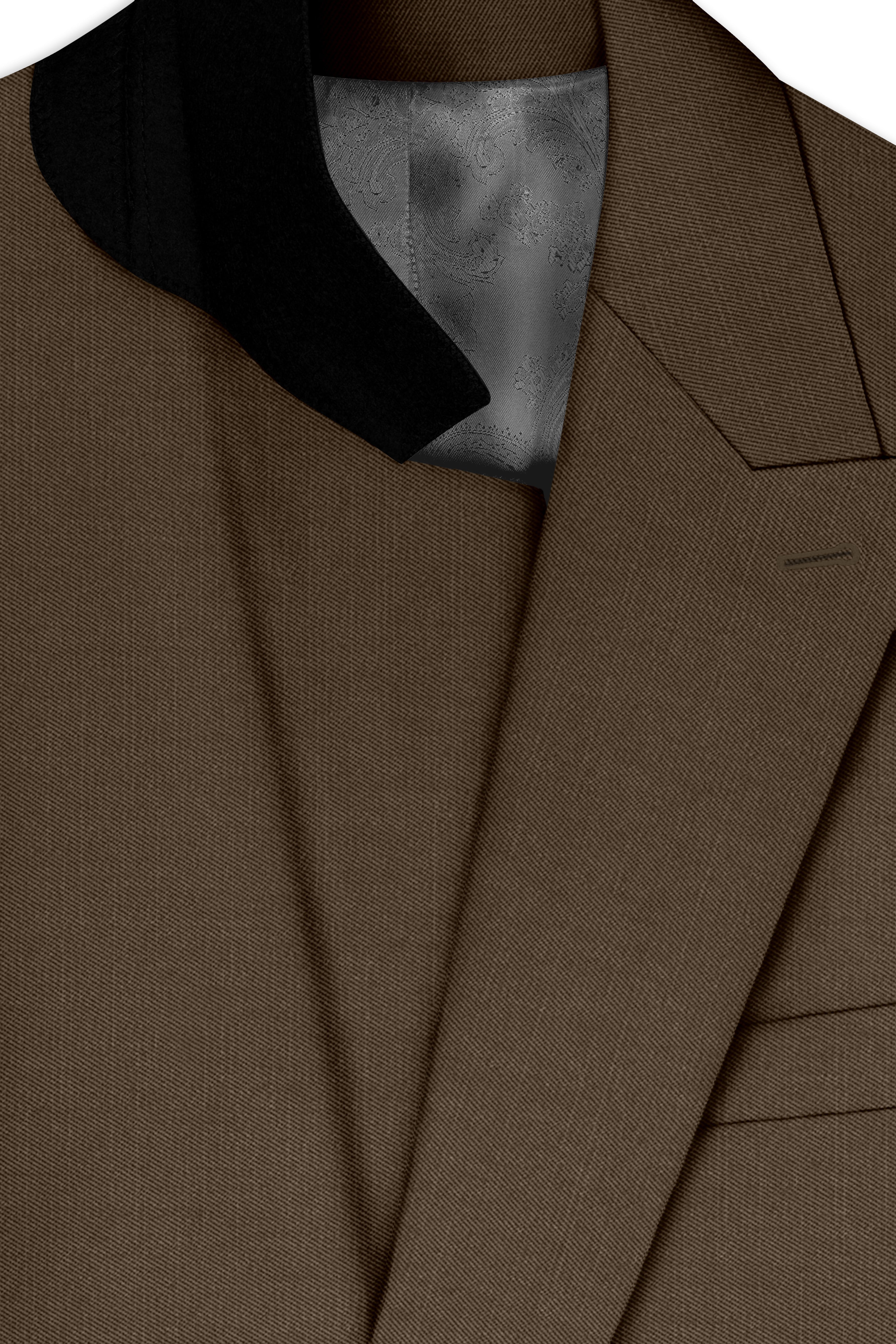 Terrano-Mocha Brown Wool Rich Slight Stretch Double Breasted Suit
