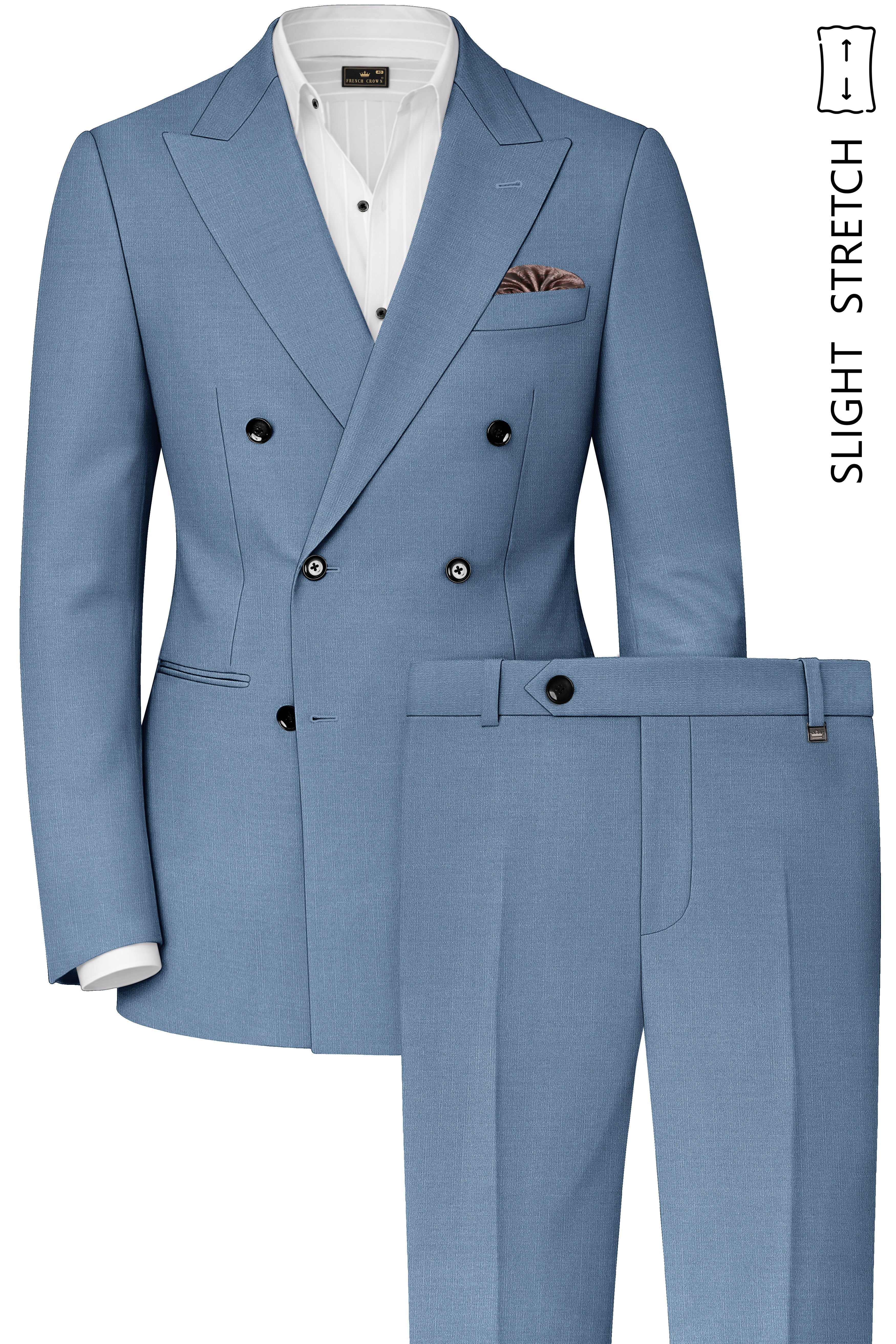 Celestor-Lynch Blue Wool Rich Slight Stretch Double Breasted Suit