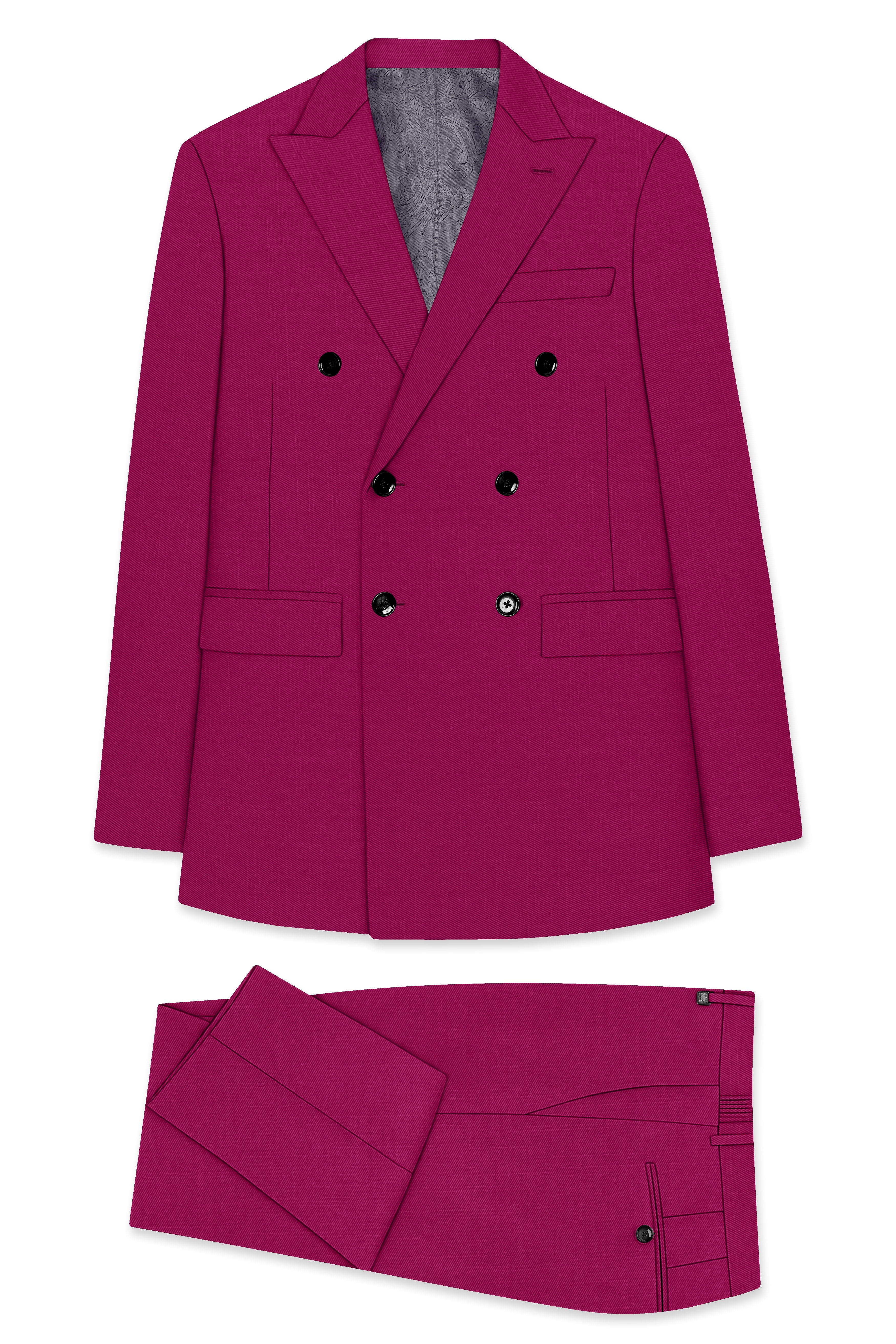 Orchid-Mulberry Pink Wool Rich Slight Stretch Double Breasted Suit ST5387-DB-36, ST5387-DB-38, ST5387-DB-40, ST5387-DB-42, ST5387-DB-44, ST5387-DB-46, ST5387-DB-48, ST5387-DB-50, ST5387-DB-52, ST5387-DB-54, ST5387-DB-56, ST5387-DB-58, ST5387-DB-60