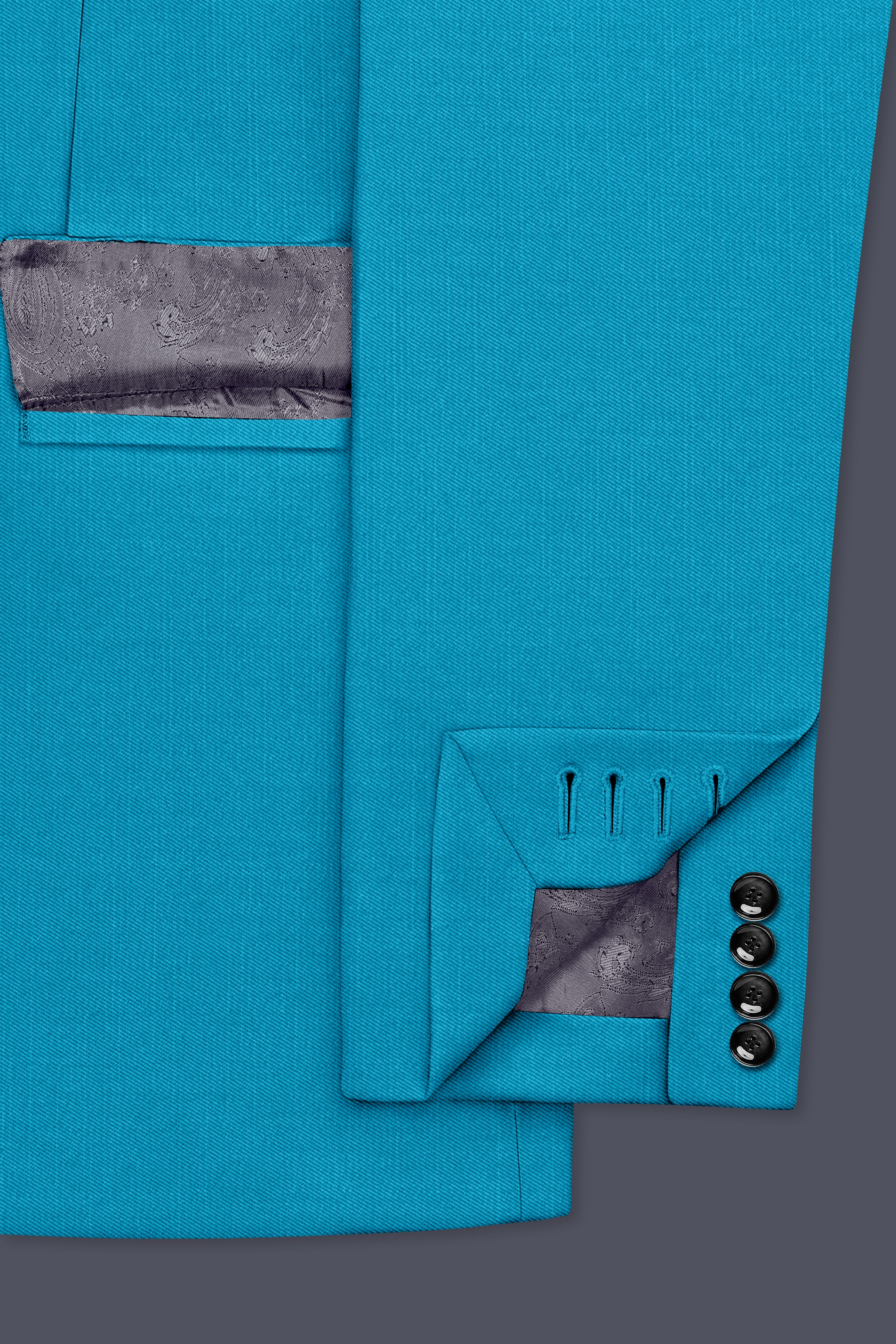 Atlantic-Bondi Blue Wool Rich Slight Stretch Double Breasted Suit