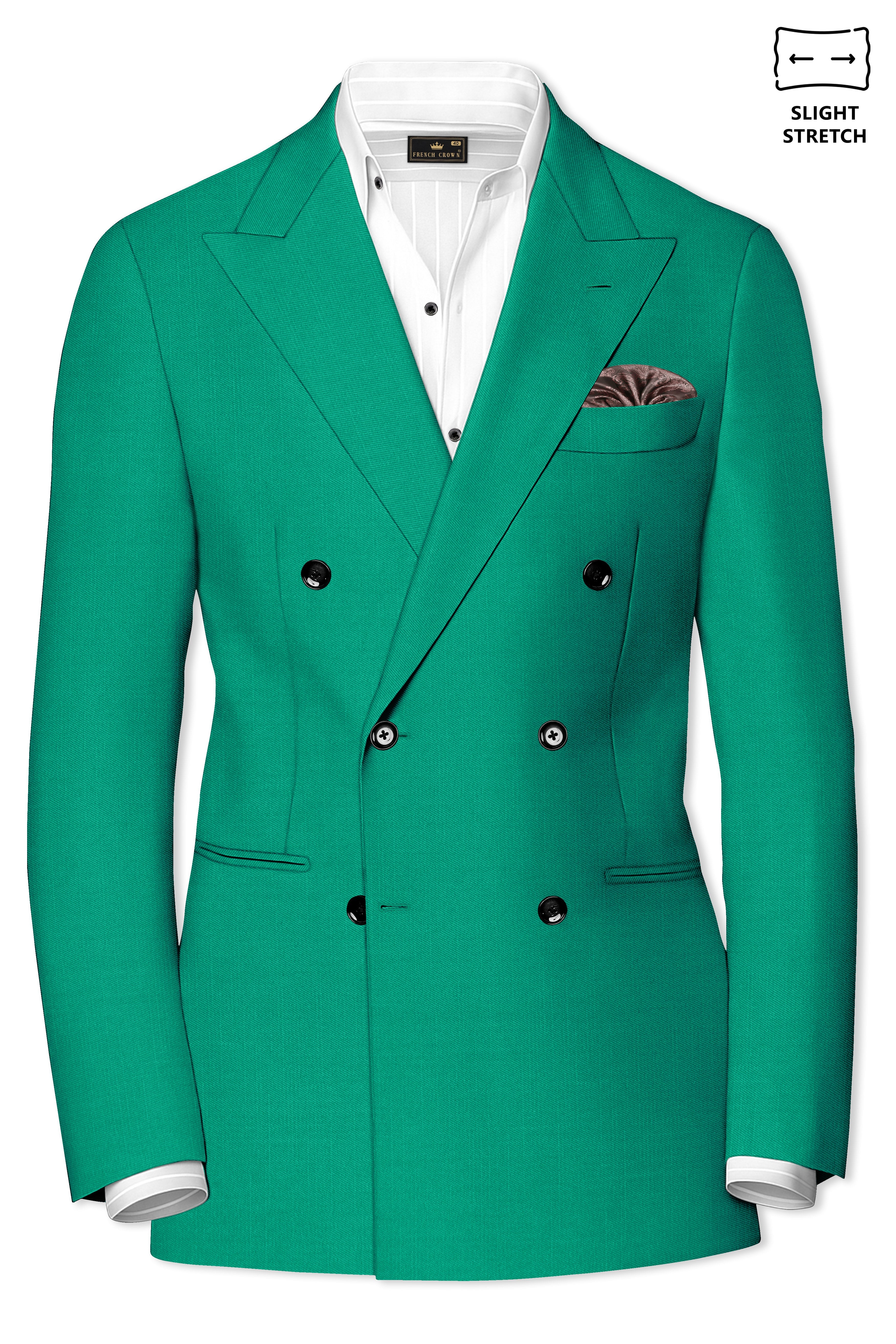 Emerald-Tropical Green Wool Rich Slight Stretch Double Breasted Suit