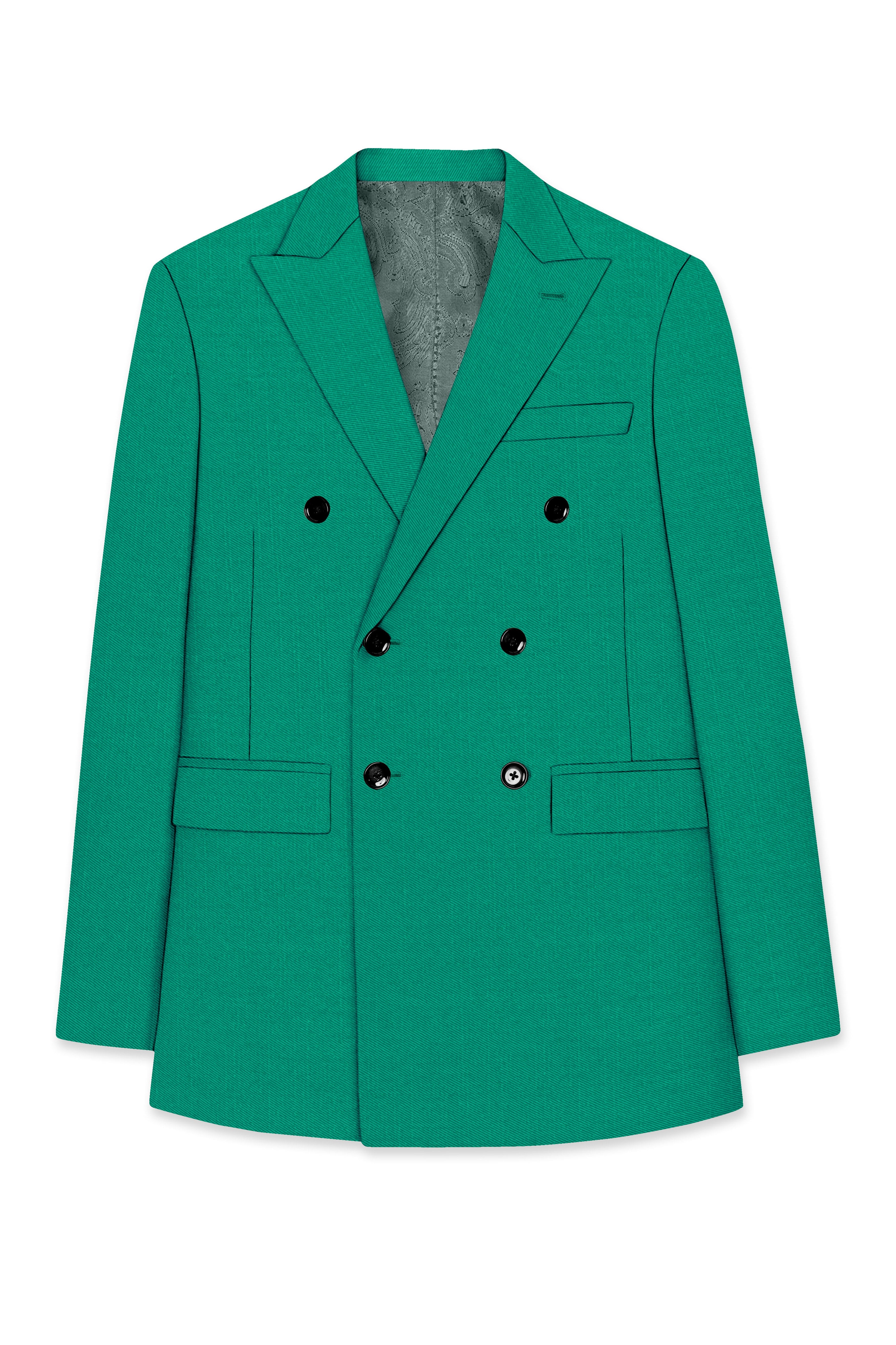 Emerald-Tropical Green Wool Rich Slight Stretch Double Breasted Suit