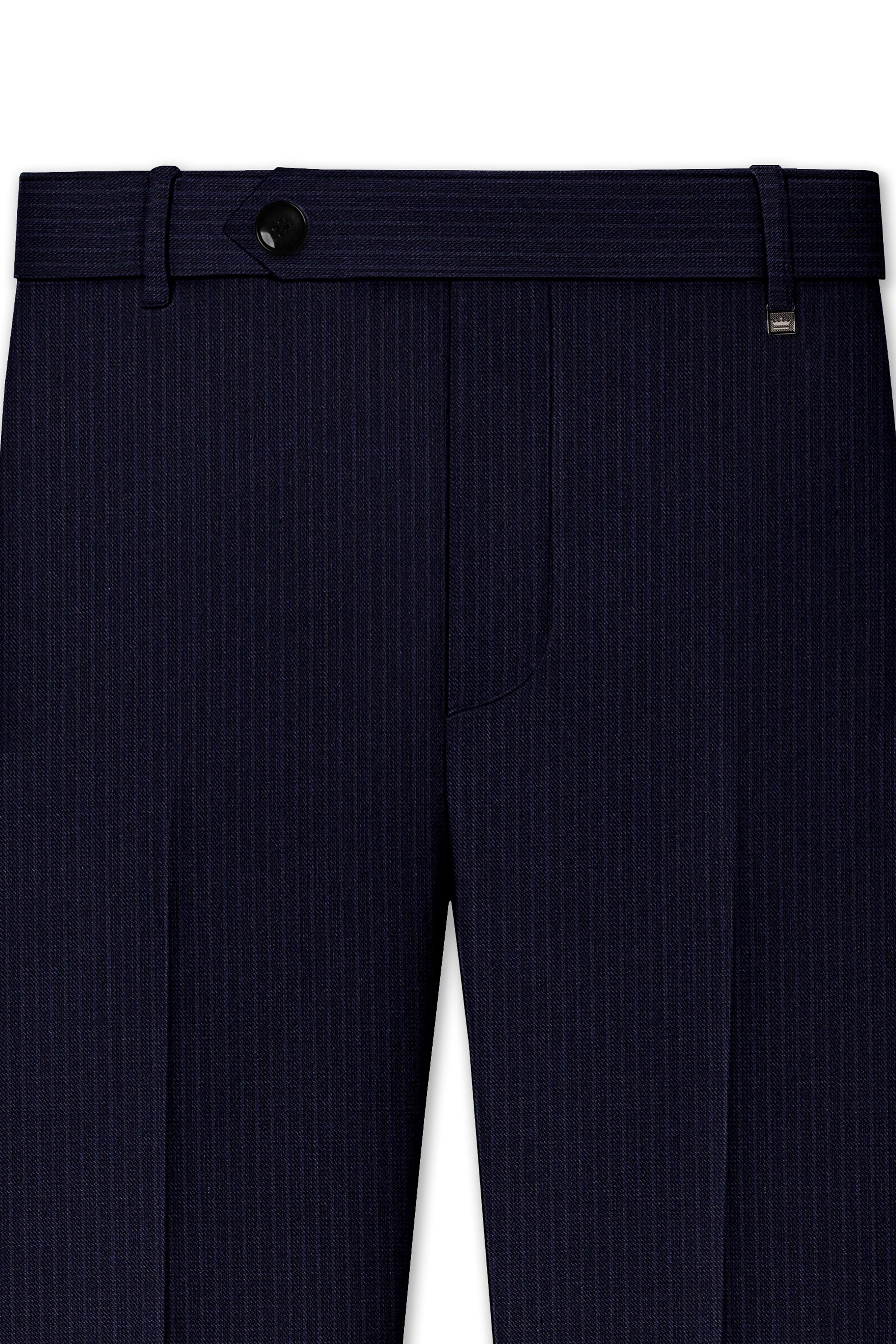 Elion-Bunker Blue Pencil Striped Wool Rich Slight Stretch Single Breasted Suit