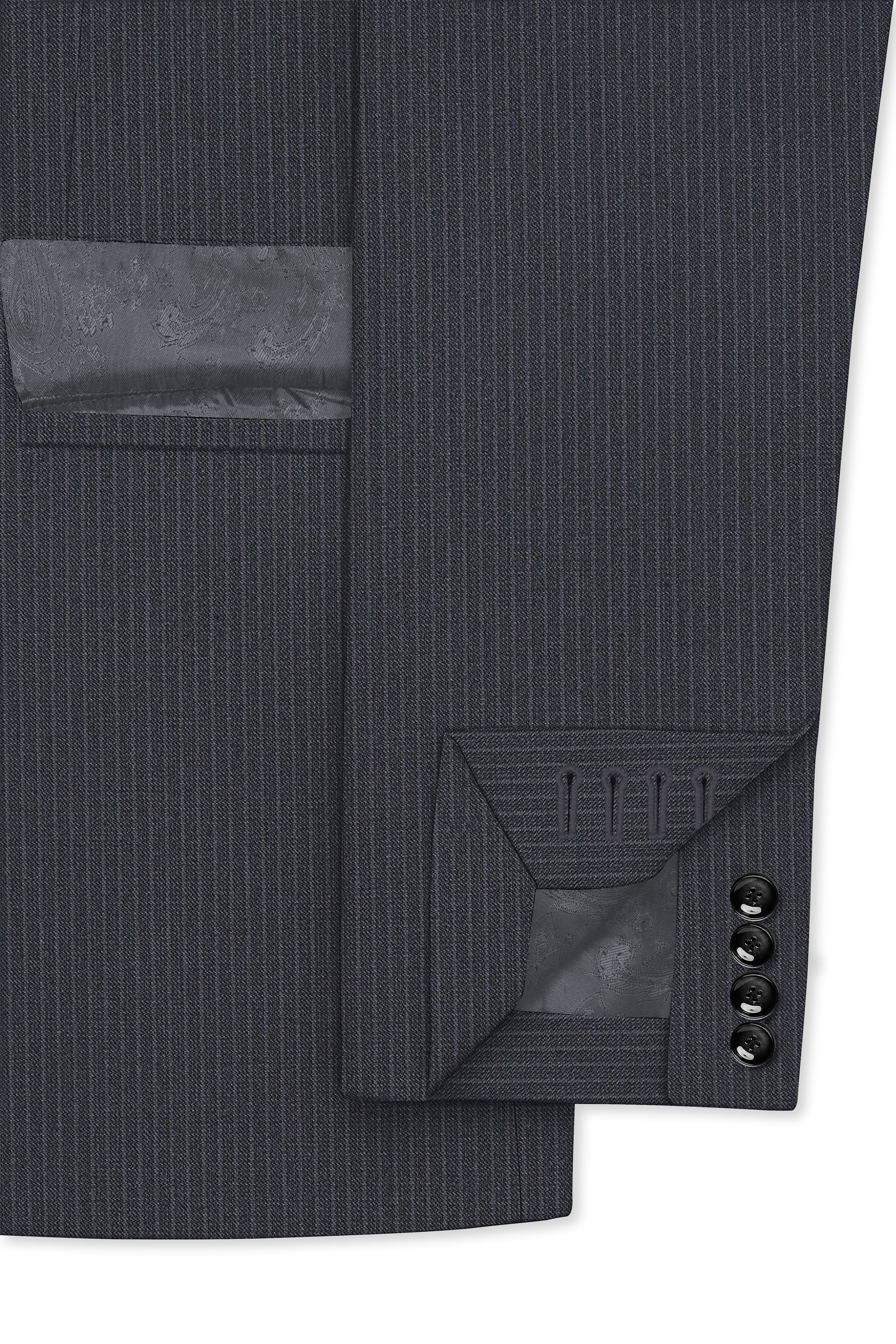 Monvex-Tuna Gray Pencil Striped Wool Rich Slight Stretch Single Breasted Suit
