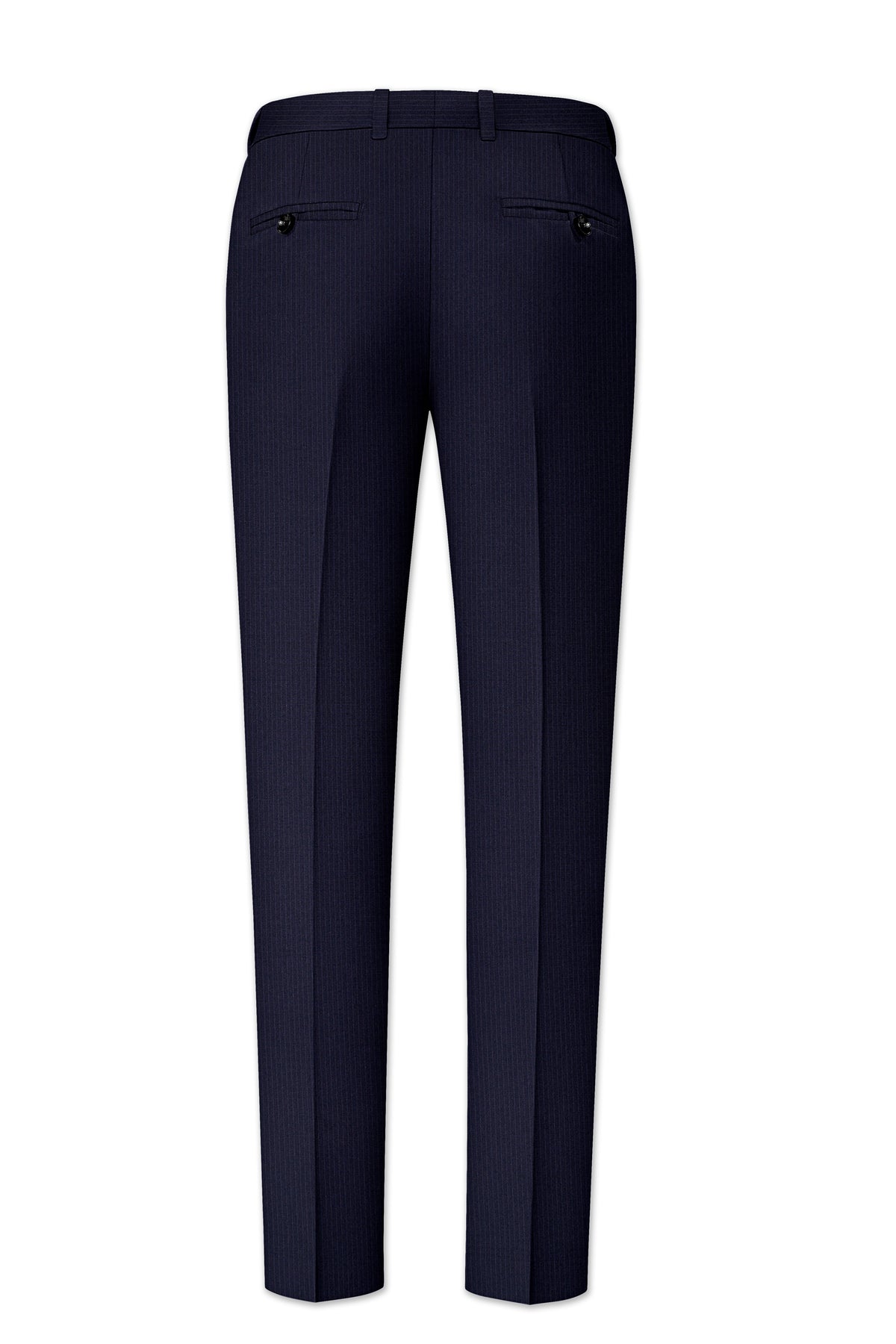 Elion-Bunker Blue Pencil Striped Wool Rich Slight Stretch Double Breasted Suit
